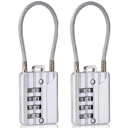 SEPOX Resettable Combination Travel Lock,4-Digit Cable Lock 4-PACK NEW
