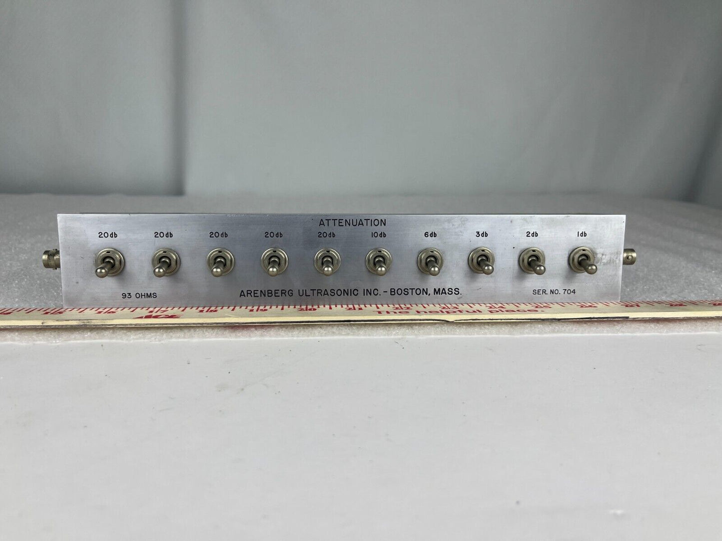 Arenberg Ultrasonic Inc. Toggle Switch Attenuator 0-122db 93 ohms Serial No. 704