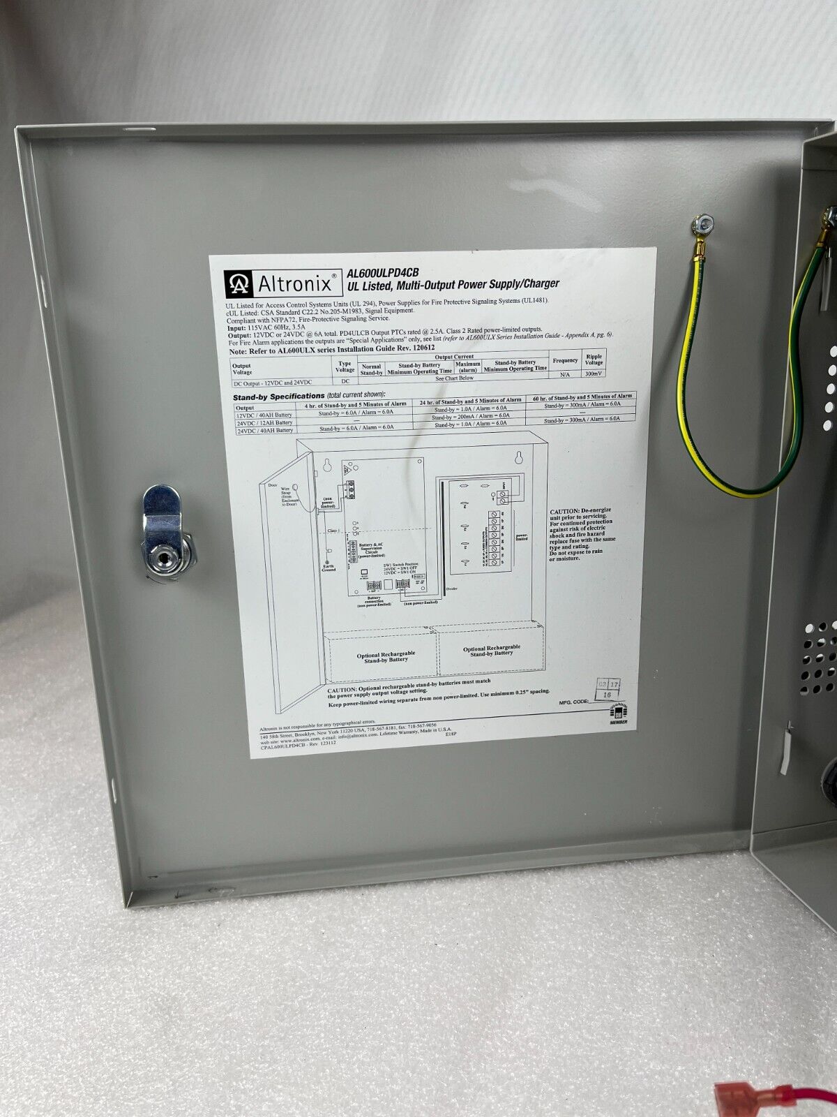 ALTRONIX AL600ULPD4CB Power Supply Charger, 4 PTC Class 2 Outputs