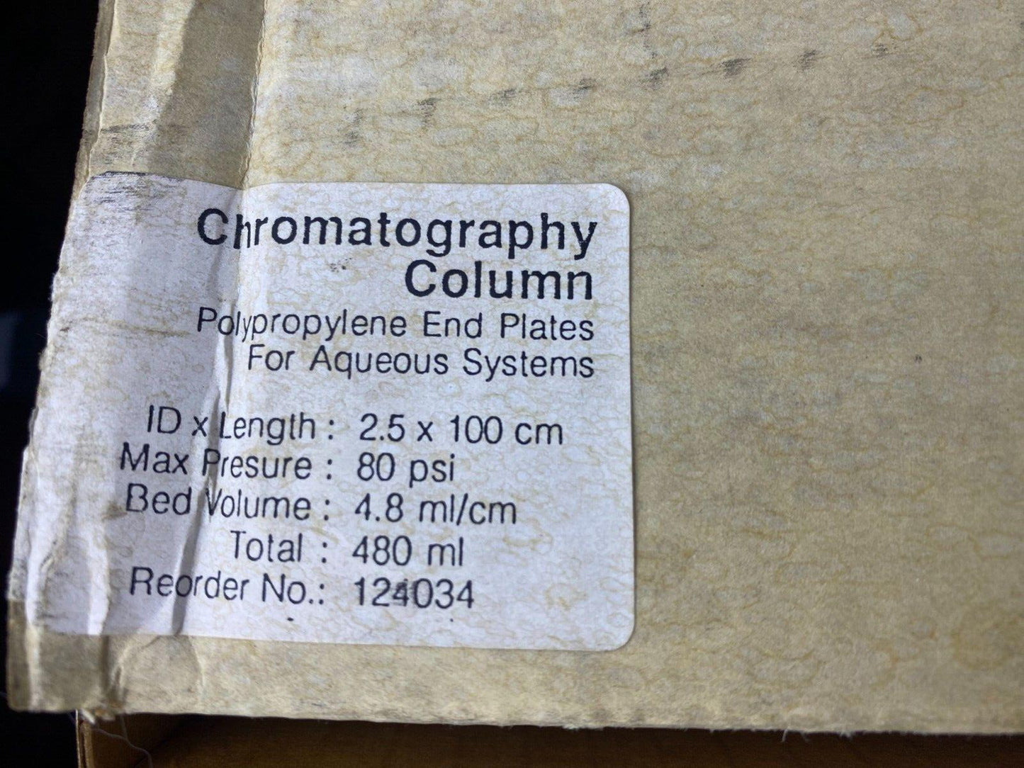 SPECTRA/CHROM LC COLUMN FOR FPLC 2.5 X 100 CM 124034