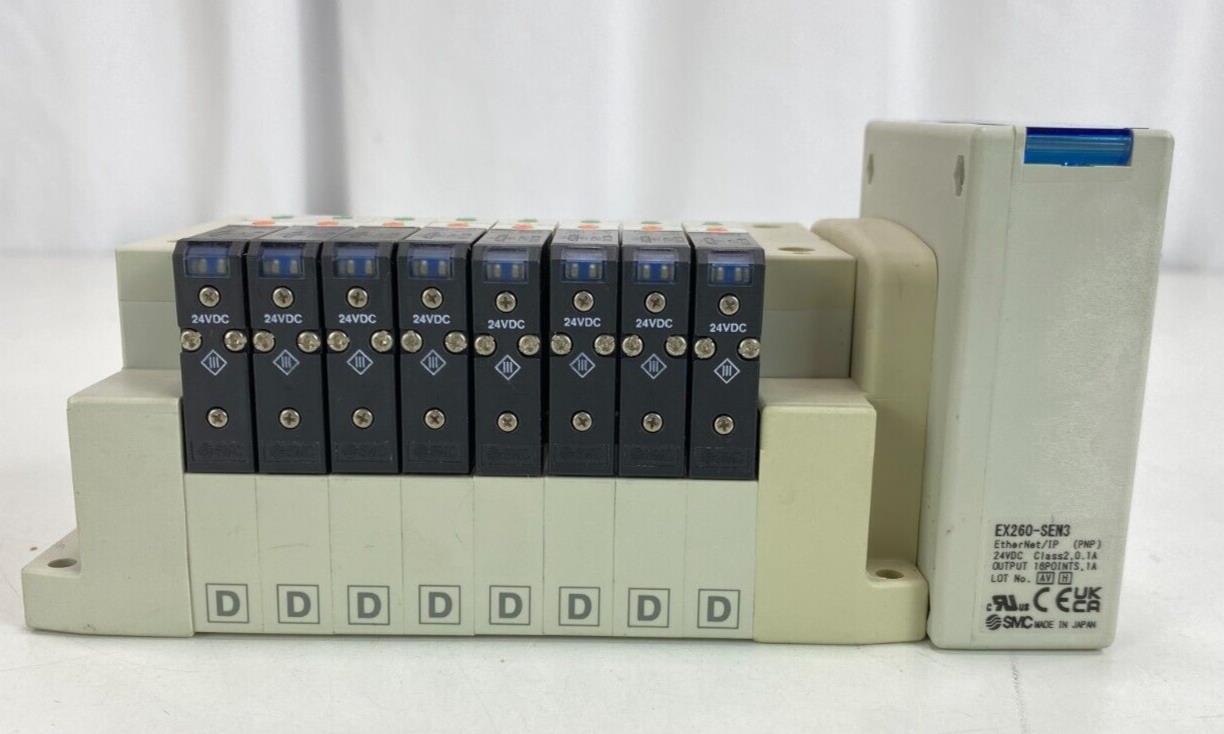 SMC EX260-SEN3 Pneumatic Manifold – 8-Slot with SV1300R-5FU & SV1400R-5FU Modules