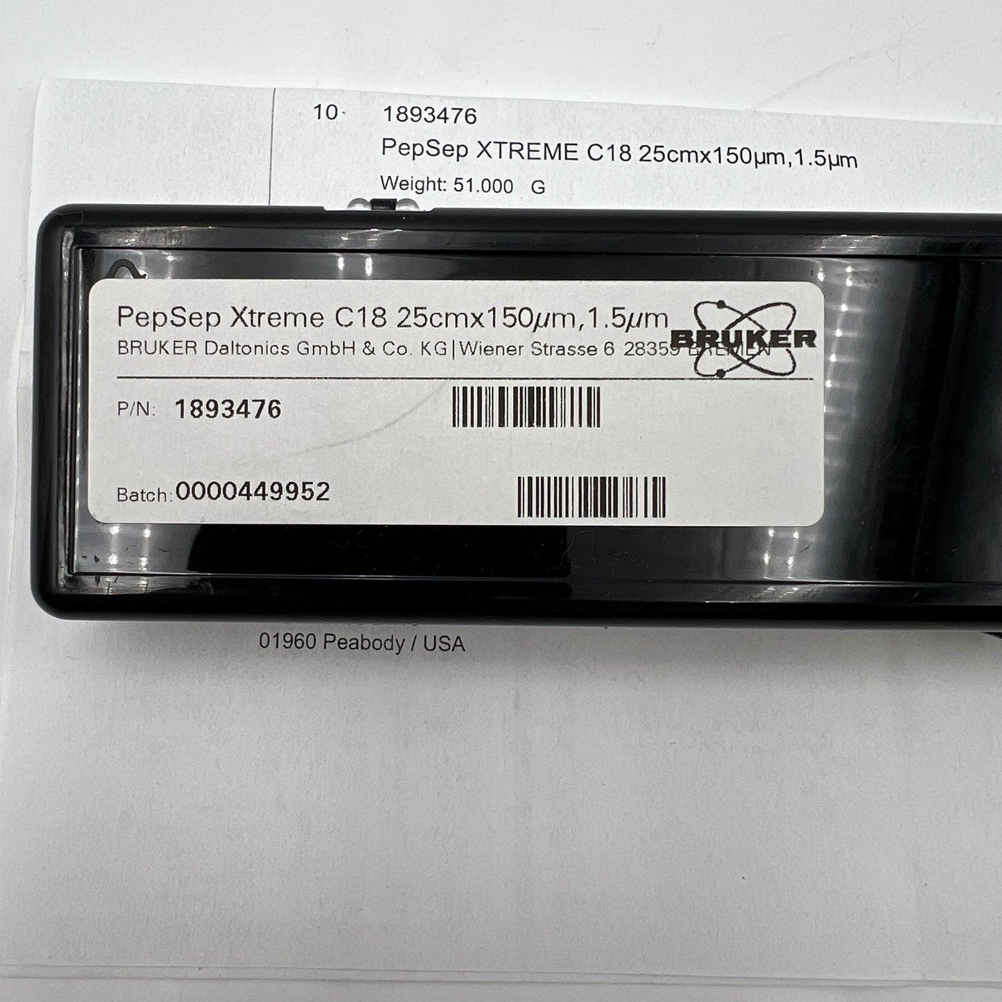 Bruker HPLC Xtreme PepSep C18 25 cm x 150 µm, 1.5 µm 1893476 - New
