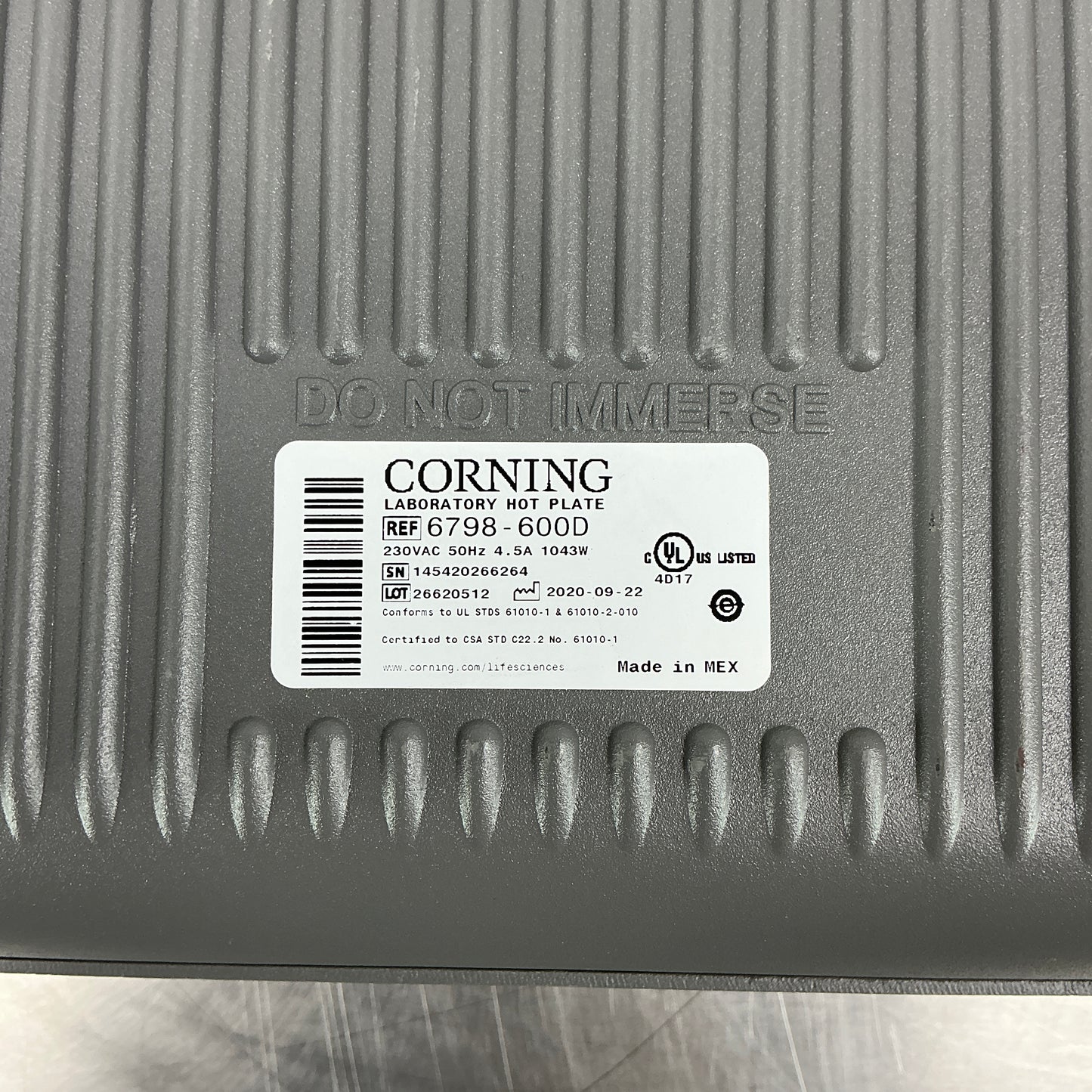 Corning PC-600D 10x10" Digital Hot Plate 6798-600D Ceramic Top 230V