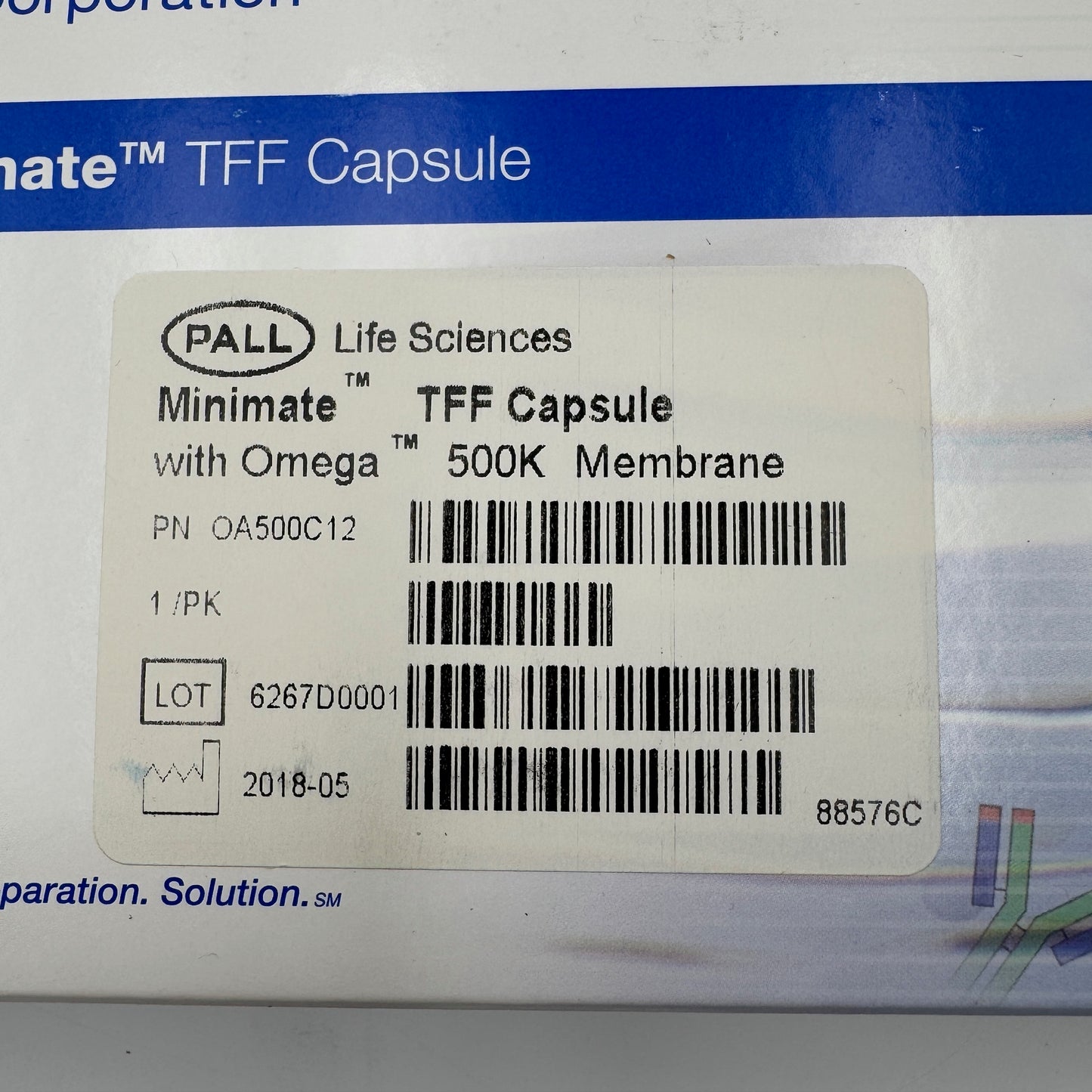 PALL Corporation Life Sciences Minimate TFF Capsule w/ Omega 500k Membrane