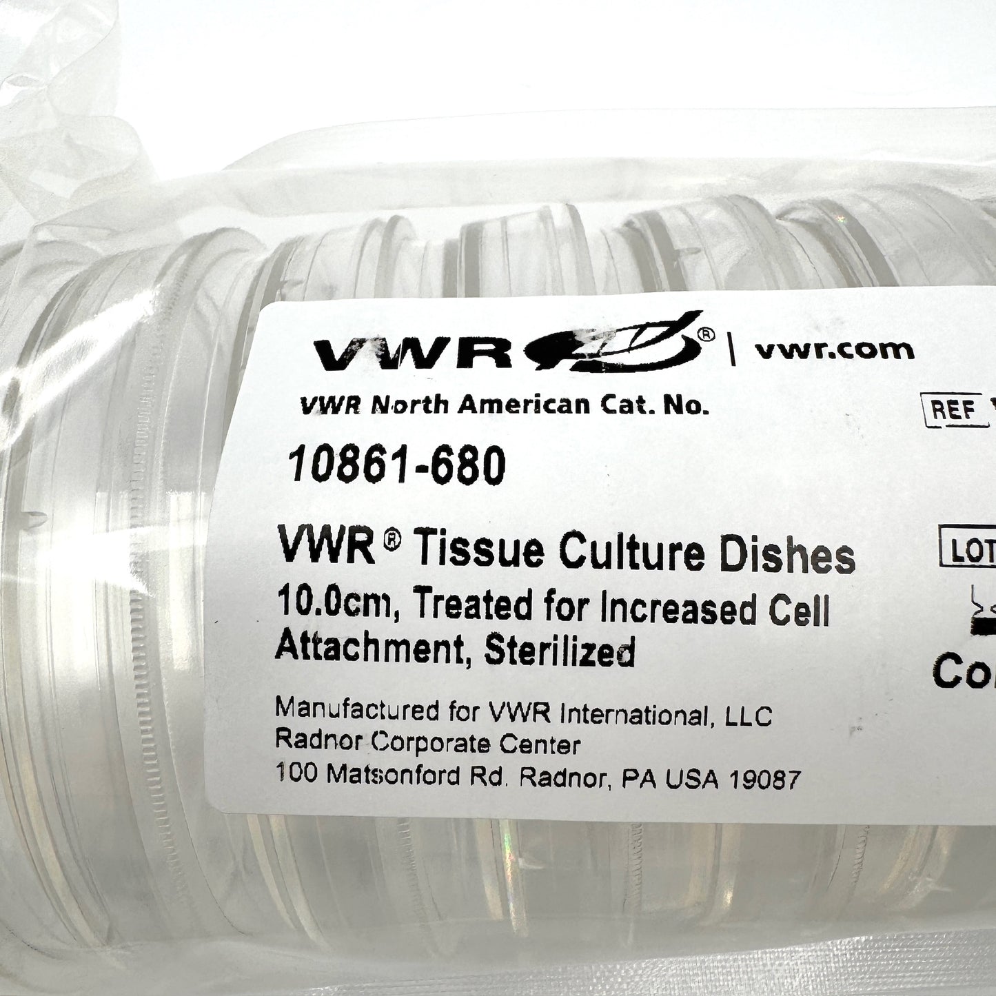 VWR 10861-680 Tissue Culture Dishes, 10.0cm Packs of 10 New