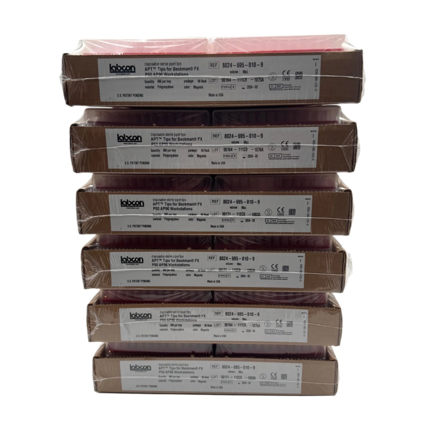Labcon APT Tips for Beckman FX P20 AP96 Workstations - 90uL - 6 Packs of 10 Trays Each