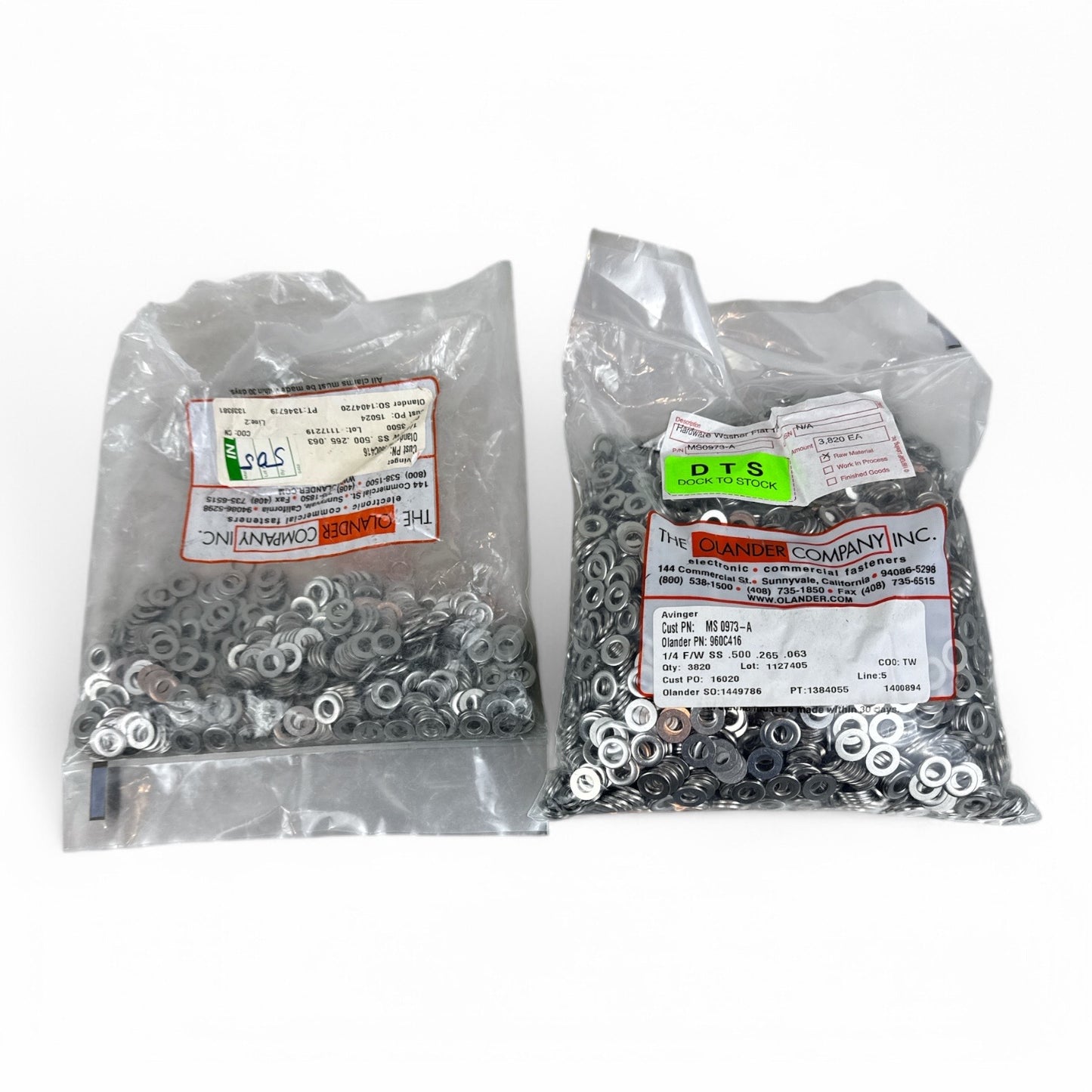 5,000 PCS Olander 1/4" Stainless Steel Flat Washers – 0.063" Thick, RoHS New