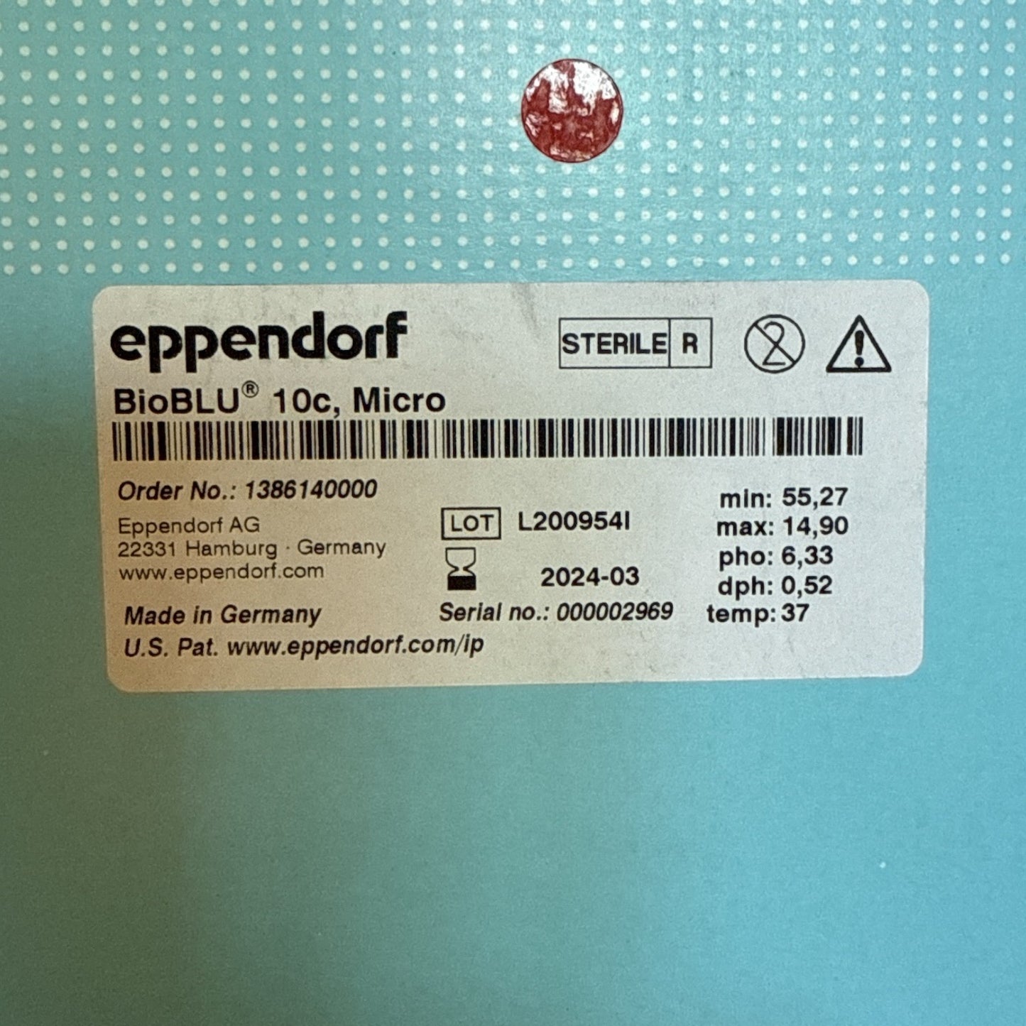 Eppendorf BioBLU® 10c Micro Bioreactor – Sterile Single-Use Vessel