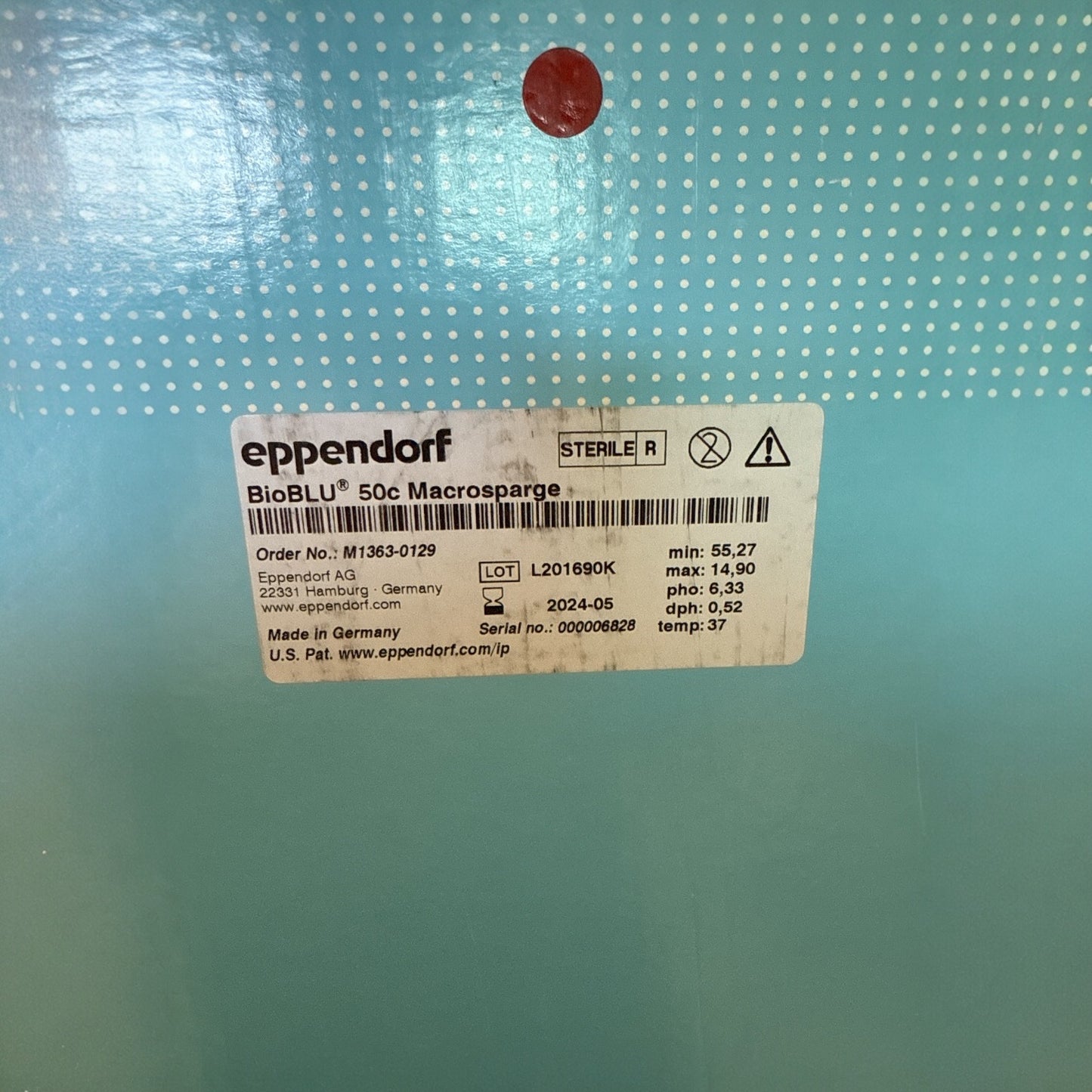 Eppendorf BioBLU 50c Microsparge – Single-Use Bioreactor Vessel - Exp 5/2024
