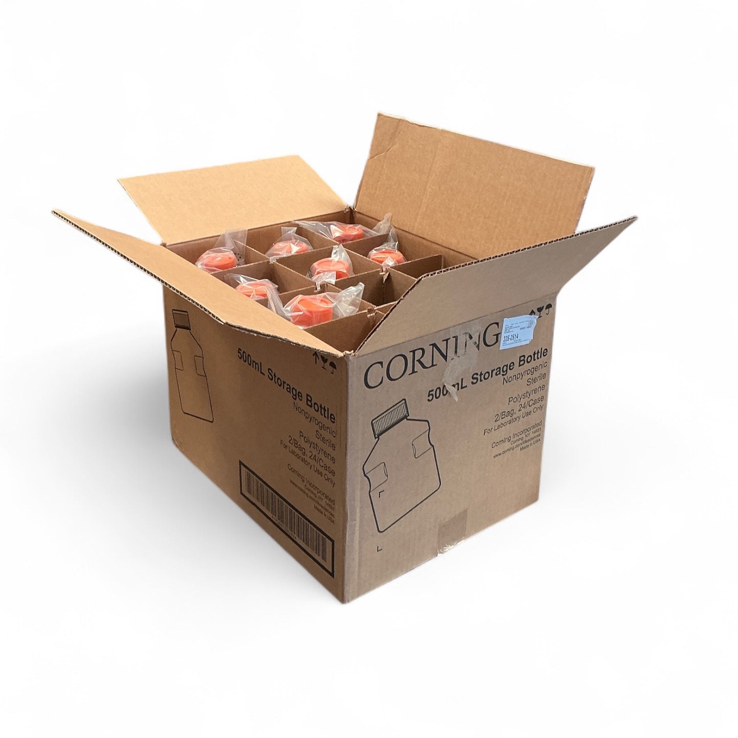 Corning 500mL Storage Bottles | Sterile Polystyrene | 2/Bag, 14 Total Bottles | 430282 | New Open Case