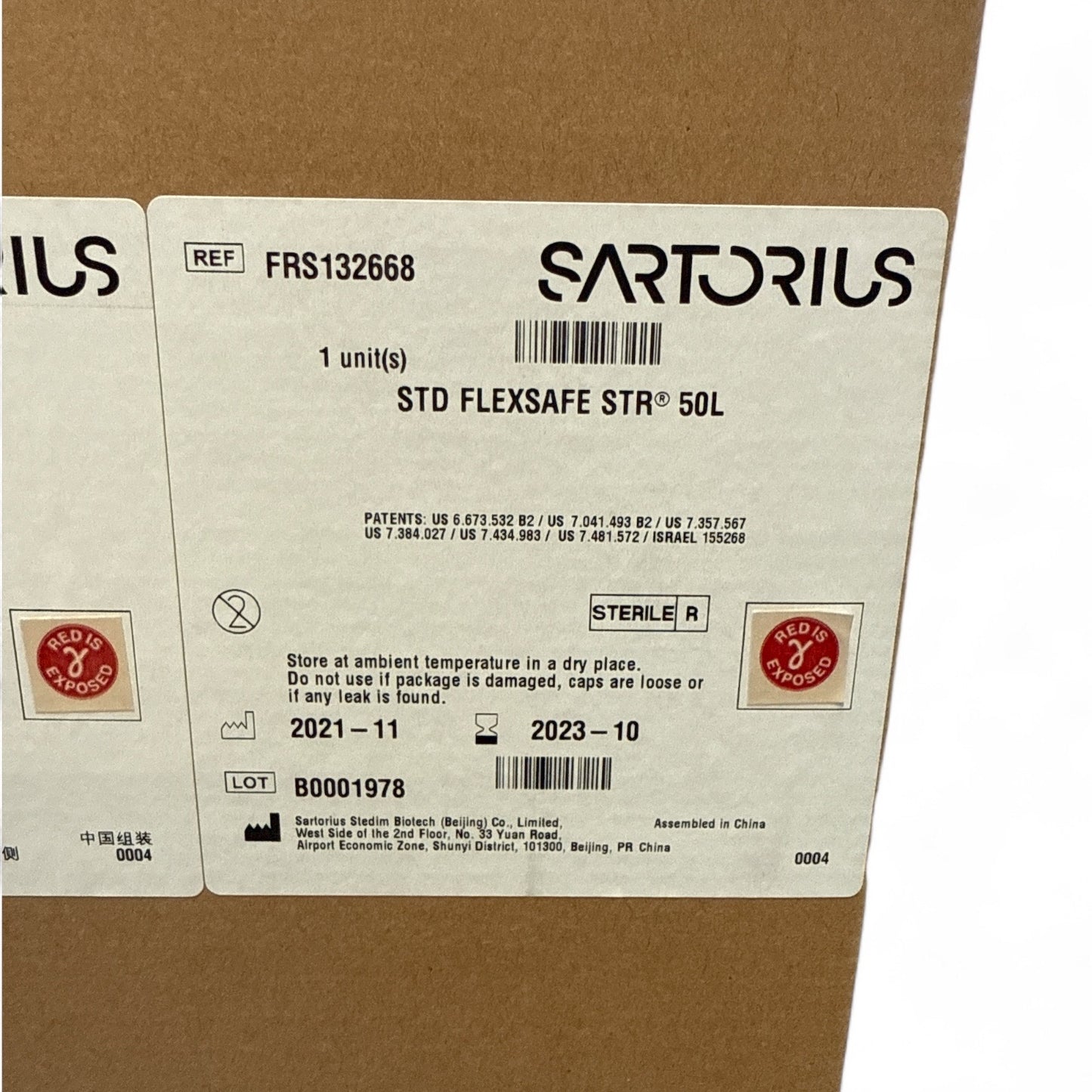 Sartorius Stedim STD Flexsafe STR® 50L Bioreactor Bag – Sterile Single Use Bioreactor