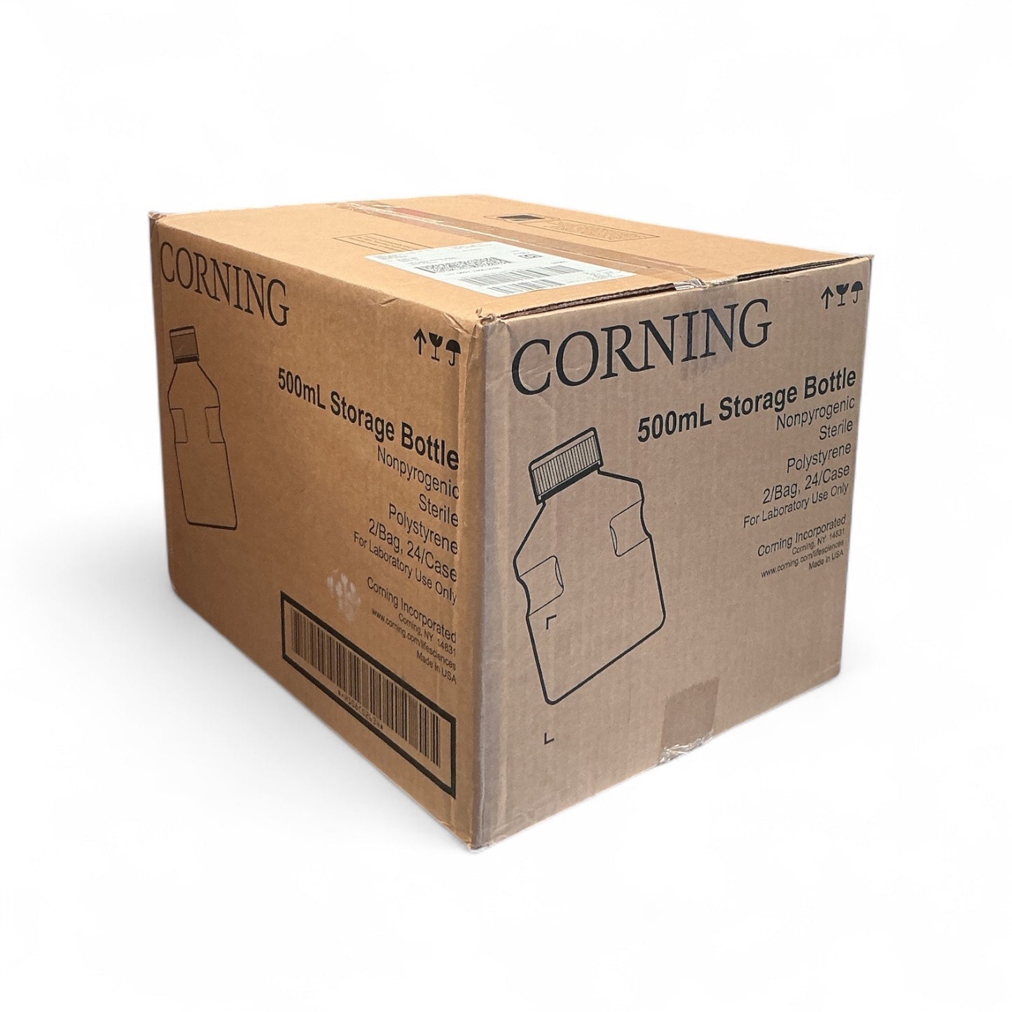 Corning 500mL Storage Bottle 430282 | Sterile | Polystyrene | Full Unopened Box | Lab Use | USA Made