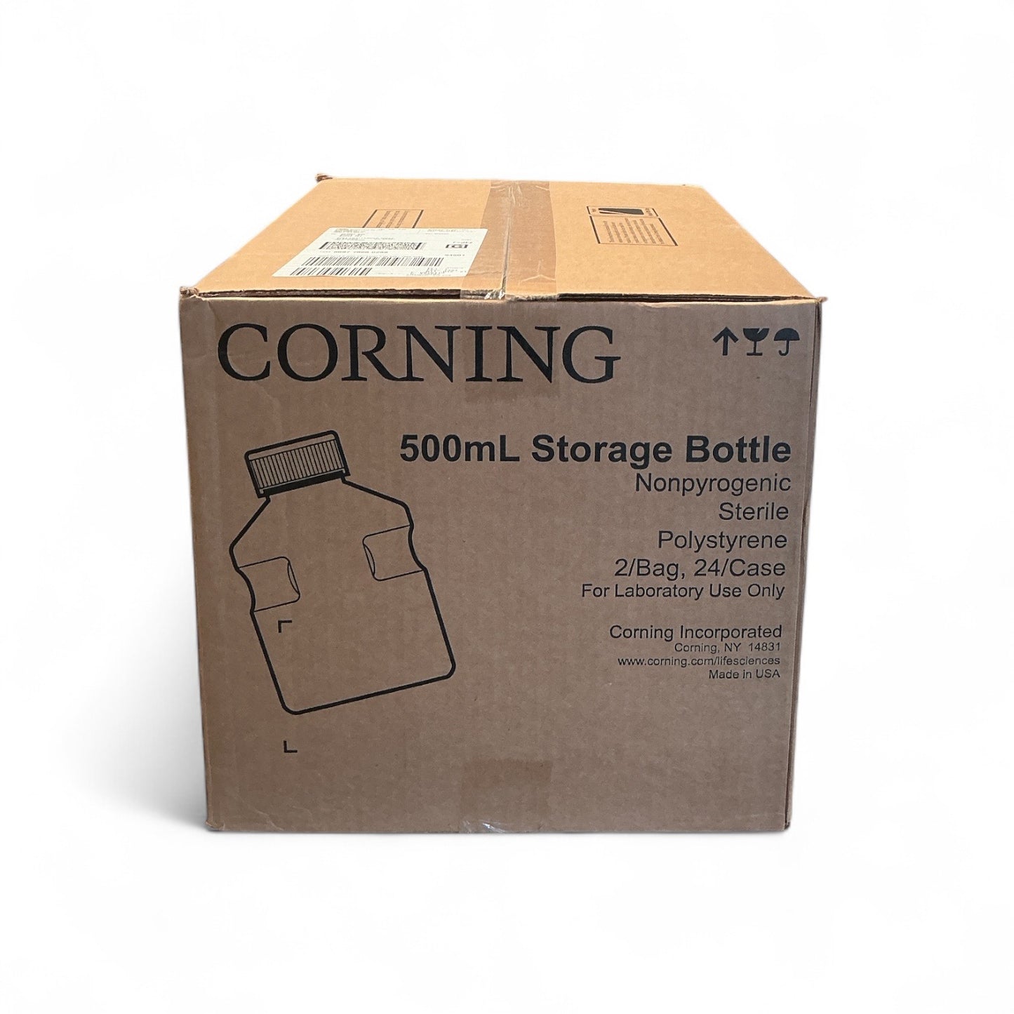 Corning 500mL Storage Bottle 430282 | Sterile | Polystyrene | Full Unopened Box | Lab Use | USA Made