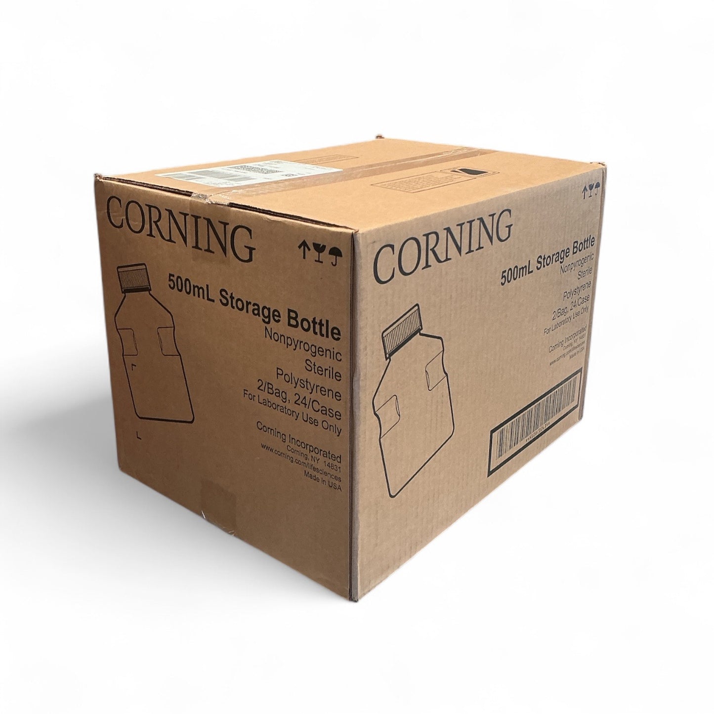 Corning 500mL Storage Bottle 430282 | Sterile | Polystyrene | Full Unopened Box | Lab Use | USA Made