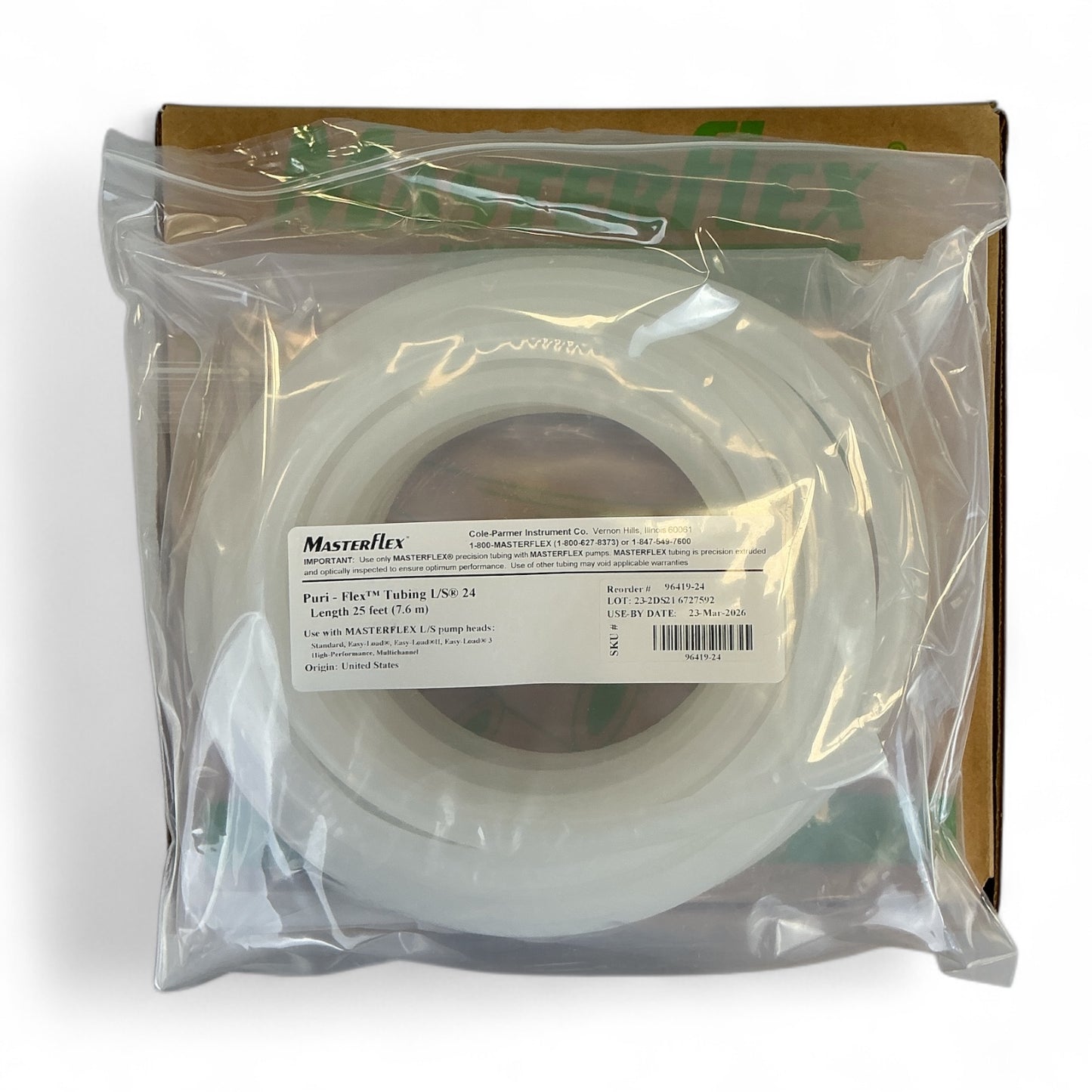 Cole-Parmer MasterFlex Pump Tubing, Puri-Flex, L/S 24 25ft 96419-24