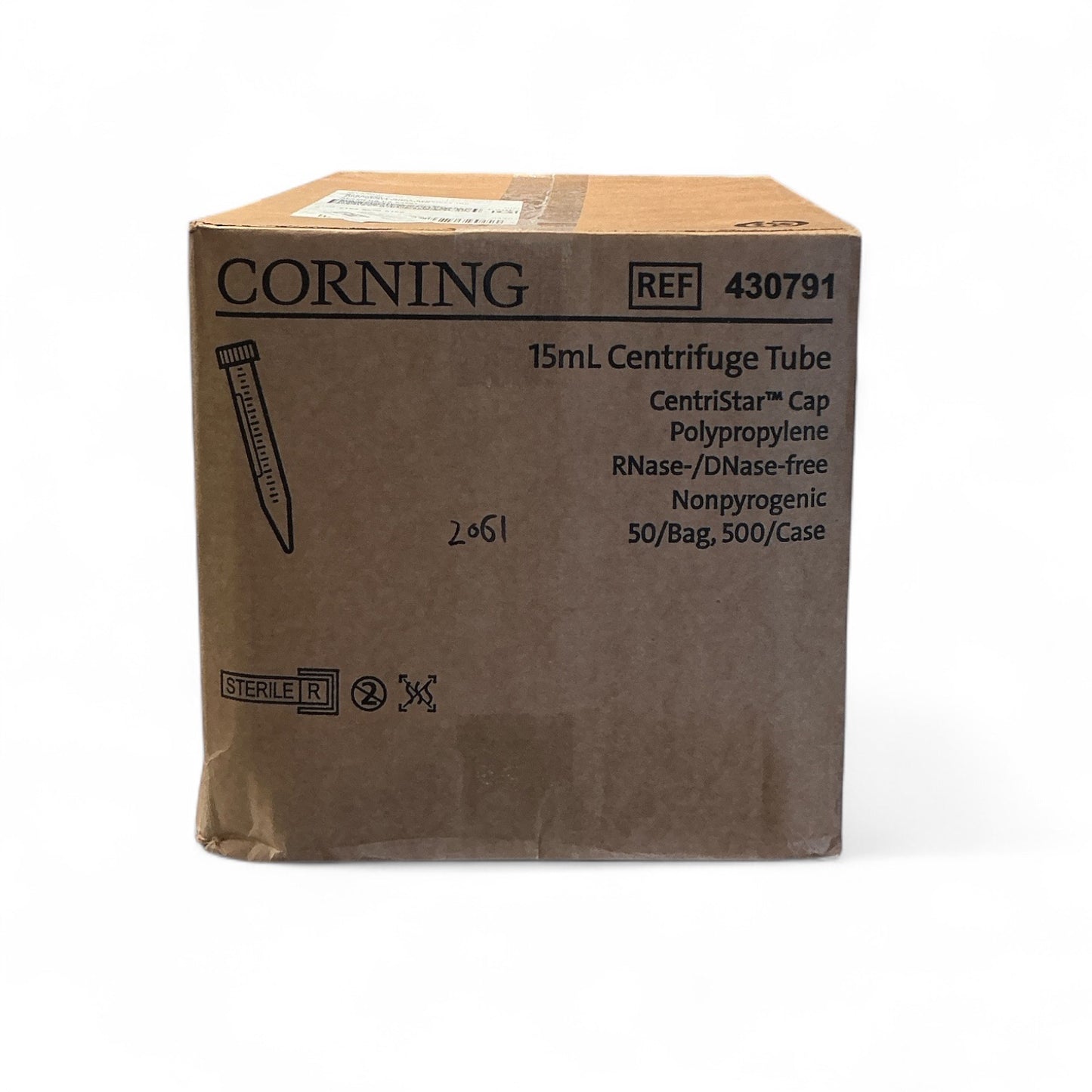 Corning 430791 15mL Centrifuge Tubes | 500/Case | Sterile RNase/DNase-Free | Unopened Full Box