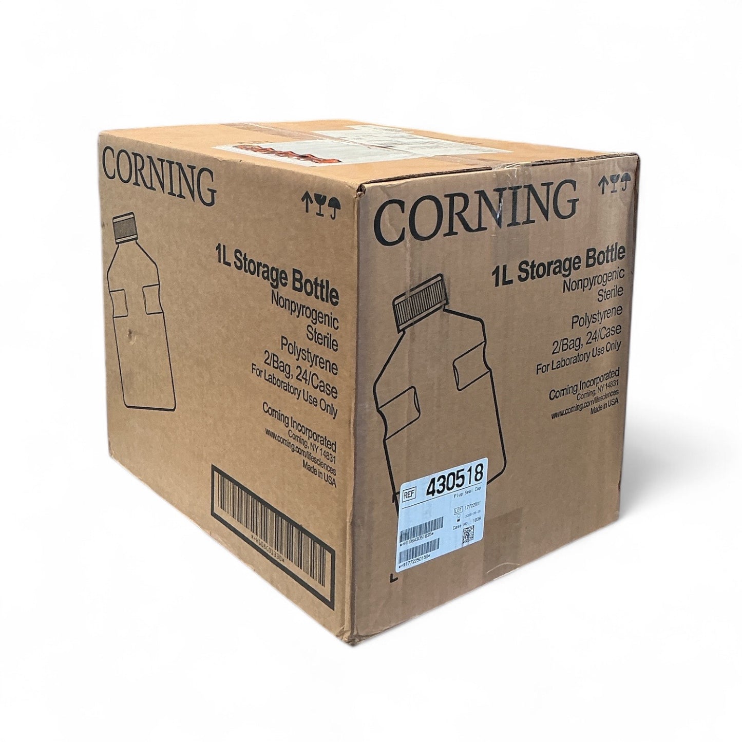 Corning 430518 1L Storage Bottles | 24/Case | Sterile Polystyrene | Unopened Full Box