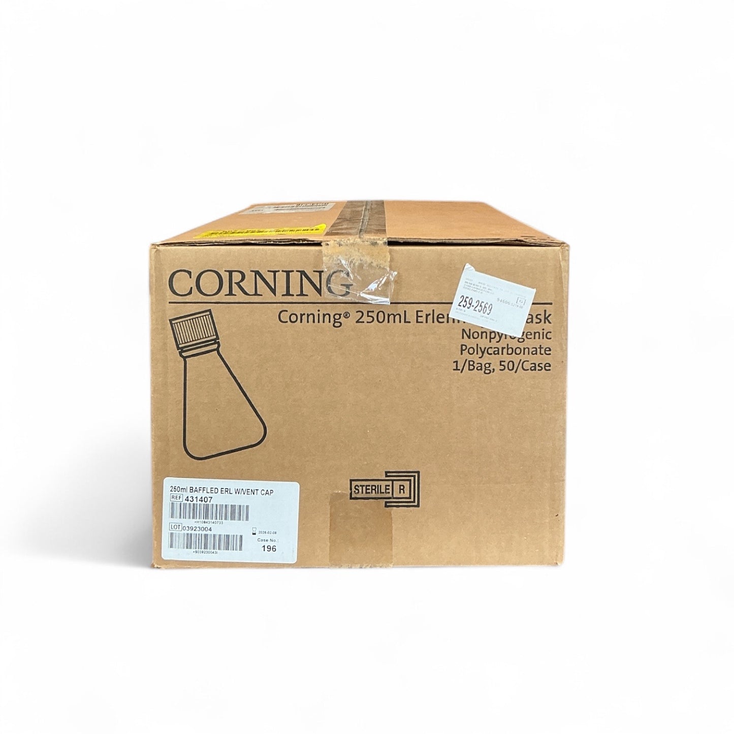 Corning 431407 250mL Erlenmeyer Flask with Vent Cap, Sterile, 50/Case