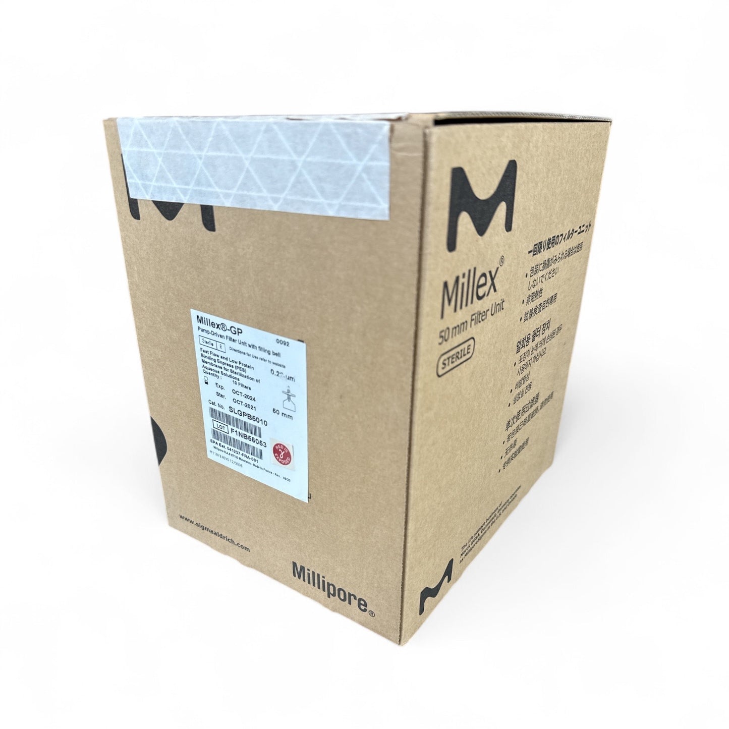 Millipore Millex-GP SLGPB5010 50mm Filter Units – 0.22 µm PES, Sterile – Box of 8 (Open Box)