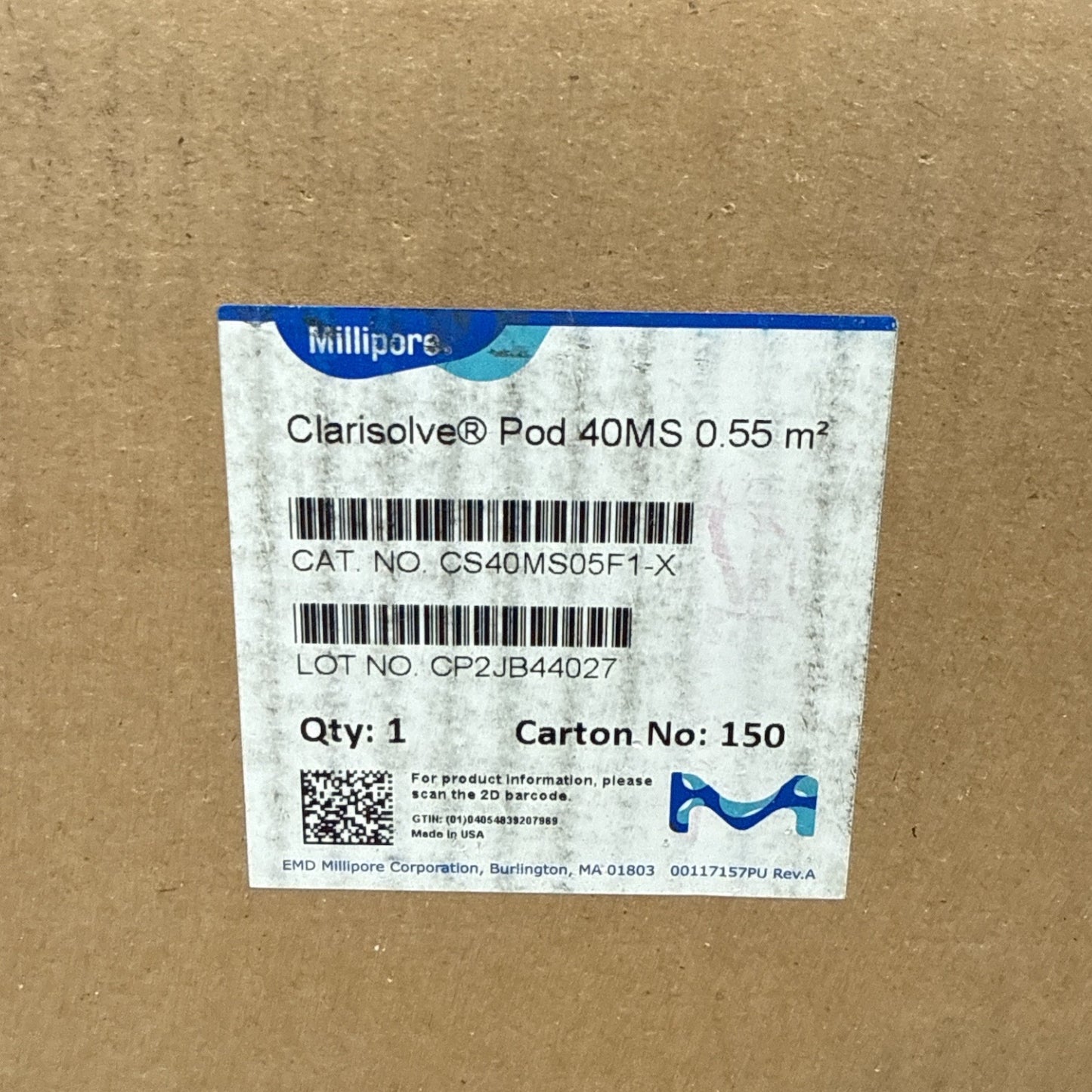 Millipore Clarisolve Pod 40MS 0.55 m² Depth Filter