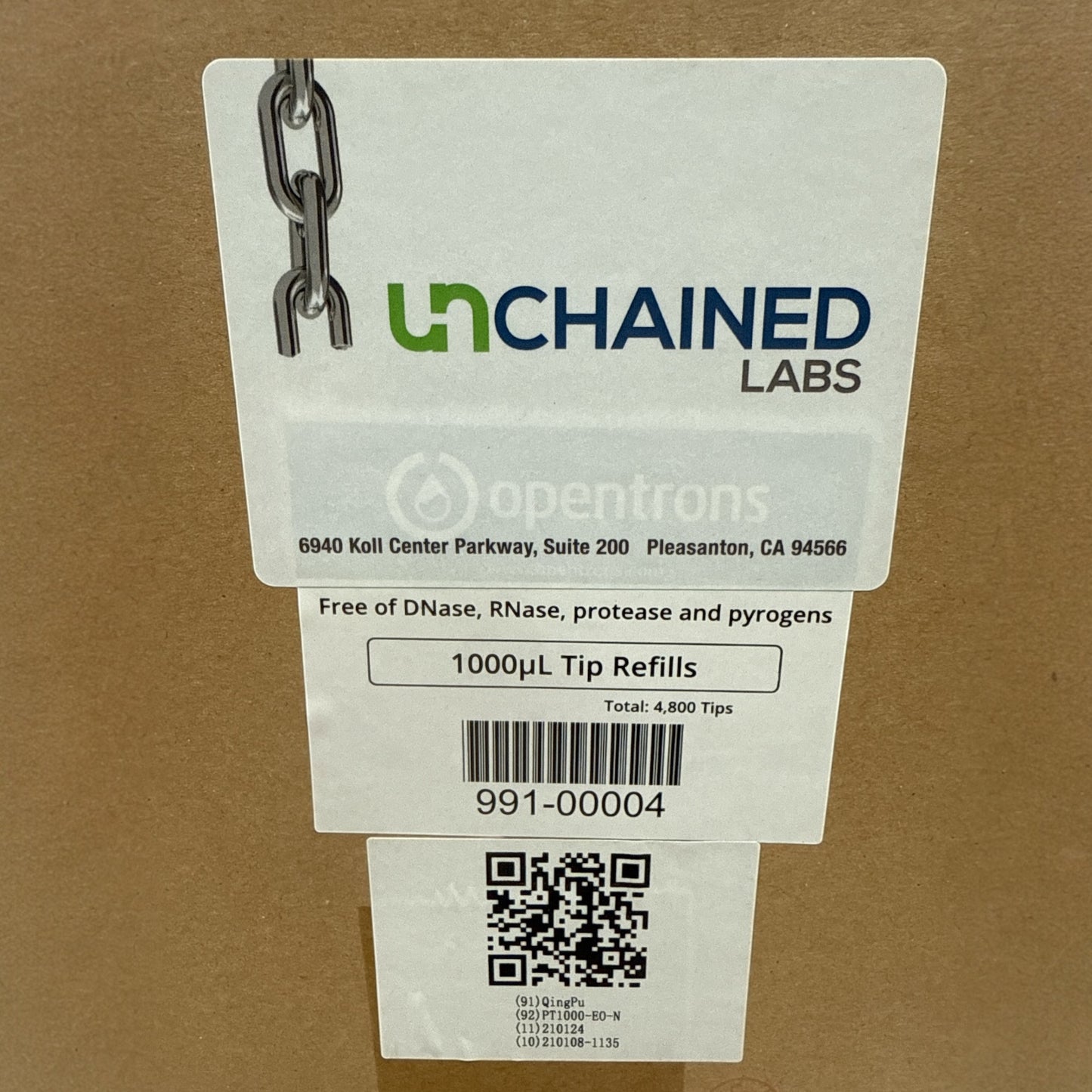 Opentron Unchained Labs - 991-00004 1000µL Tip Refills – 4,320 Total Tips (9 Sealed Sleeves)