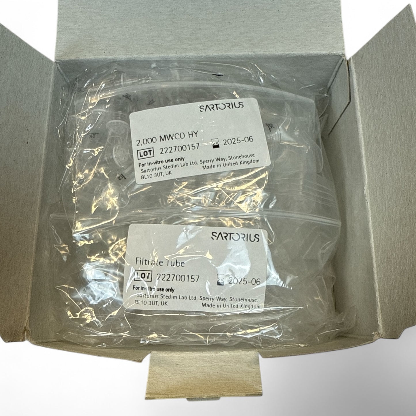 Sartorius Vivacon 500 2,000 MWCO HY Centrifugal Filter Units, VN01H91 – Qty 25 - New in Box