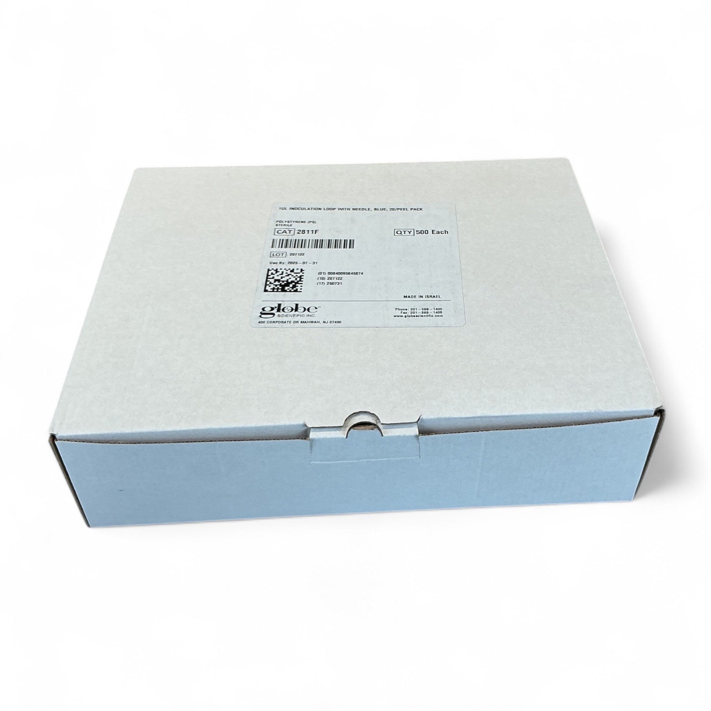 Globe Scientific 2811F Inoculation Loops with Needle, 1µL Blue, Sterile Peel-Pack, 1000/Case