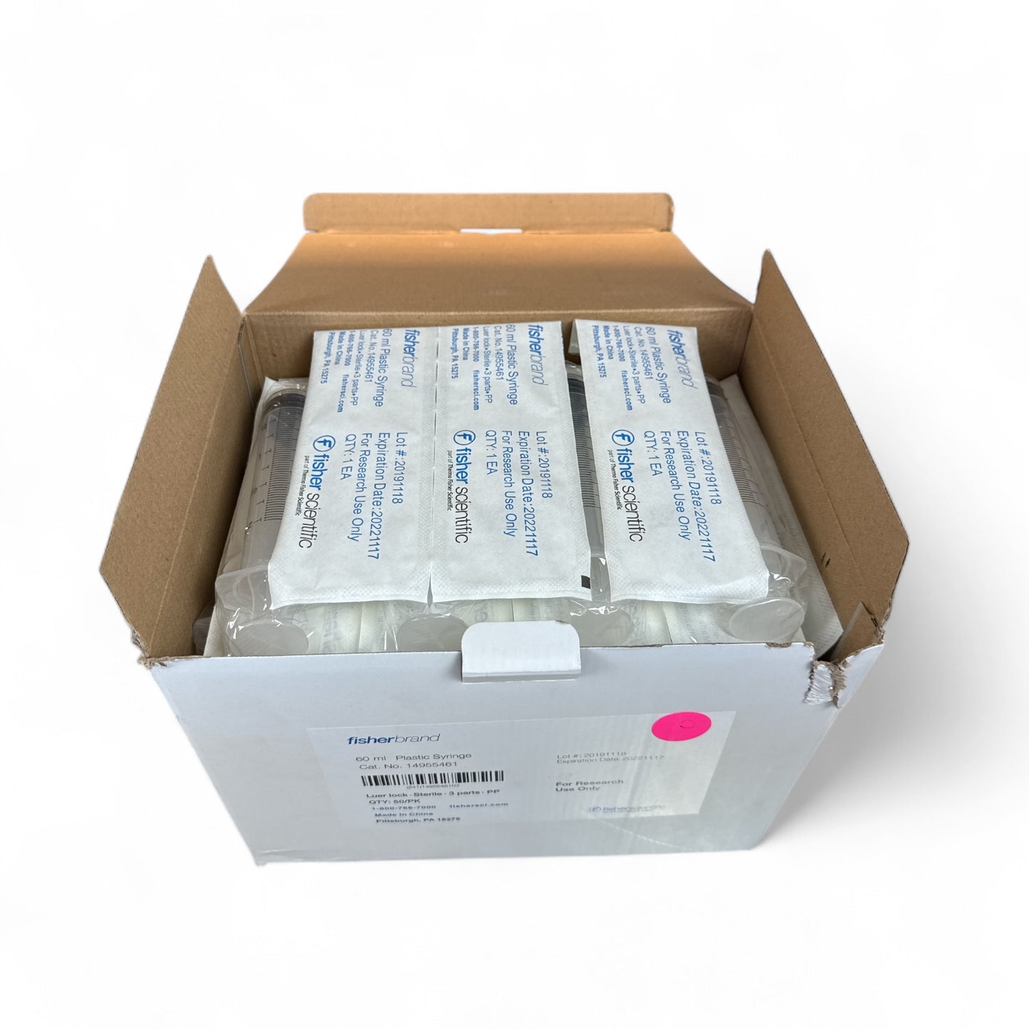 Fisherbrand 60 mL Plastic Syringe – Cat. No. 14955461 – New Open Box