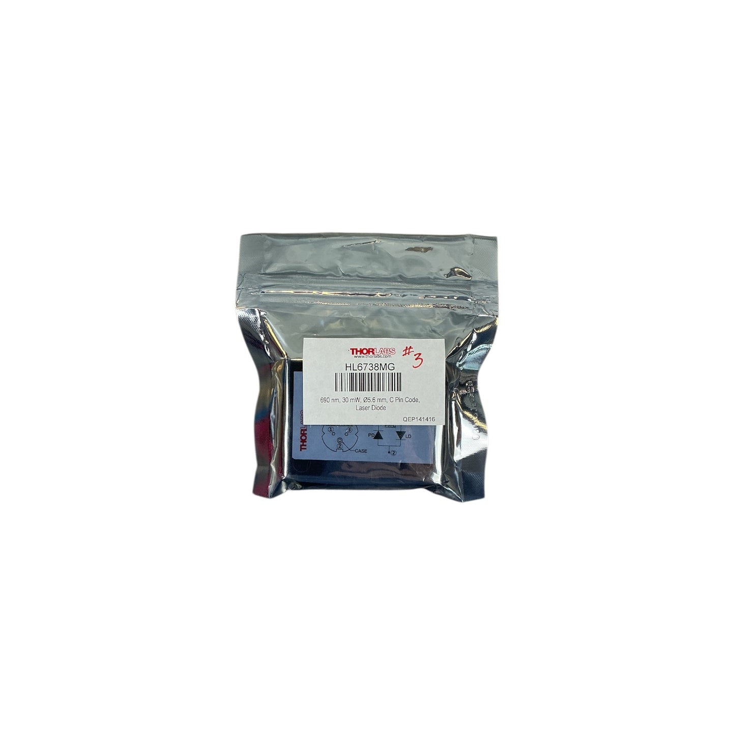 Thorlabs HL6738MG 690nm 30mW Ø5.6mm C-Pin Code Laser Diode NEW