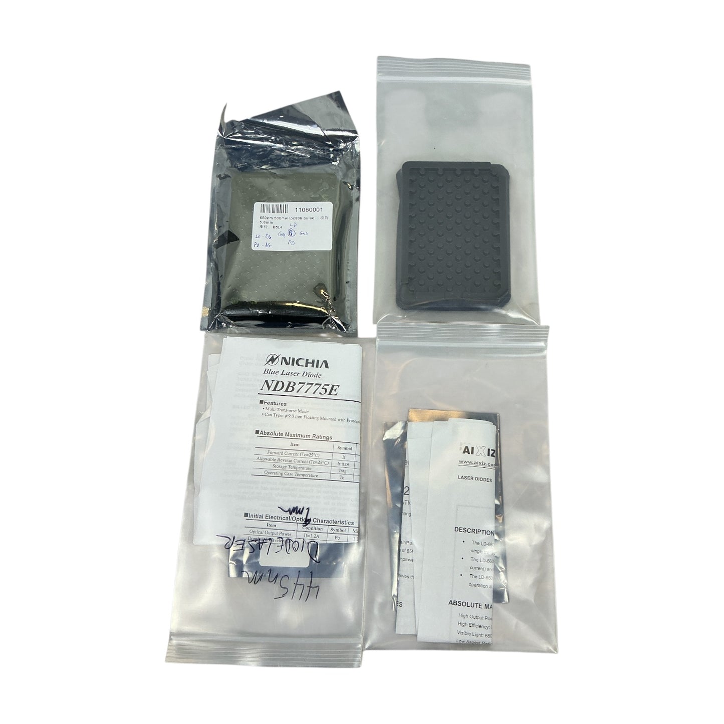 Laser Diode Lot – Nichia NDB7775E, 660nm 200mW, 650nm 500mW, Unknown – 24pcs