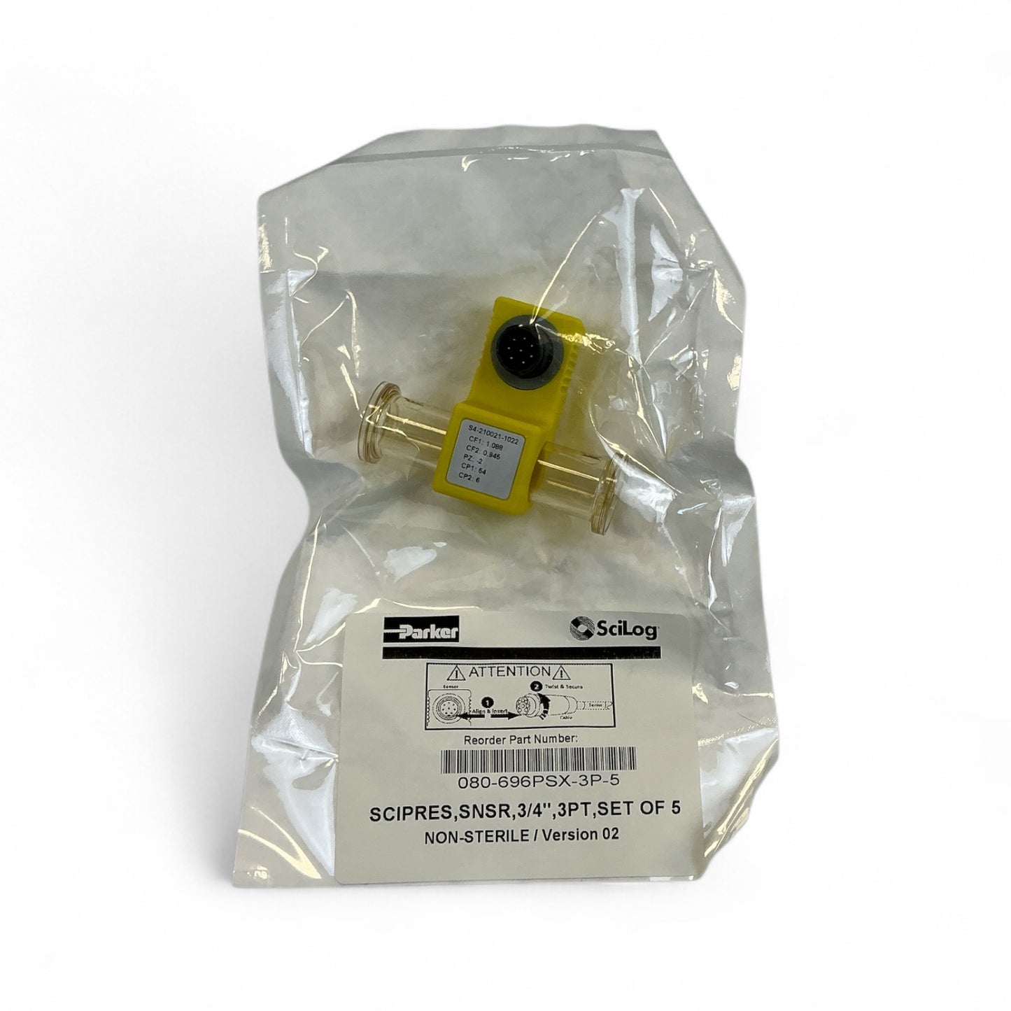 Parker SciLog SciPres Biopharm Sensor 3/4" 3PT Set of 5 080-696PSX-3P-5 New