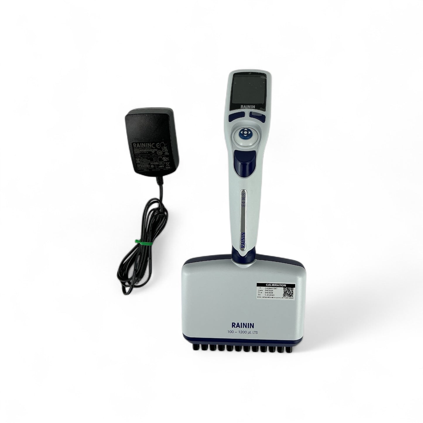 Rainin E4 XLS 12-Ch 100–1200 µL Electronic LTS Pipette + Charger Cal 3/26
