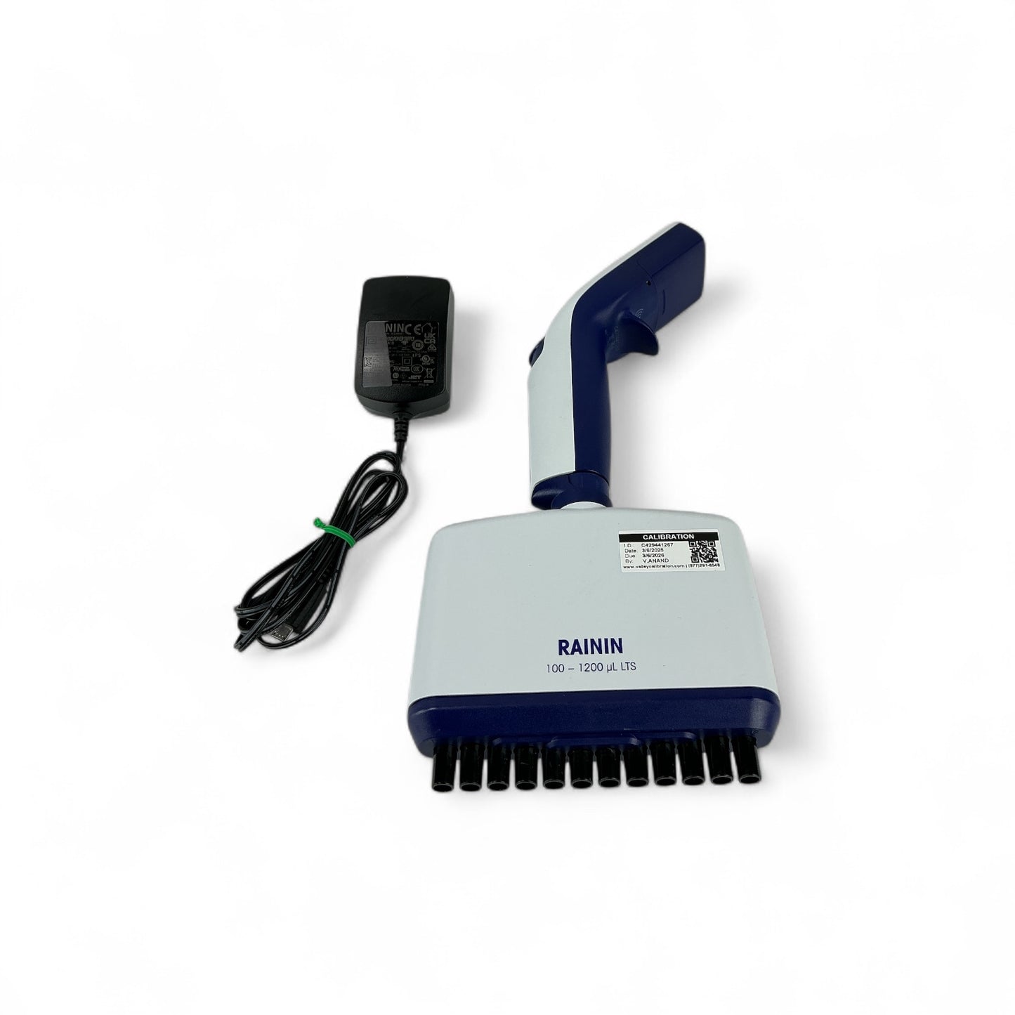 Rainin E4 XLS 12-Ch 100–1200 µL Electronic LTS Pipette + Charger Cal 3/26