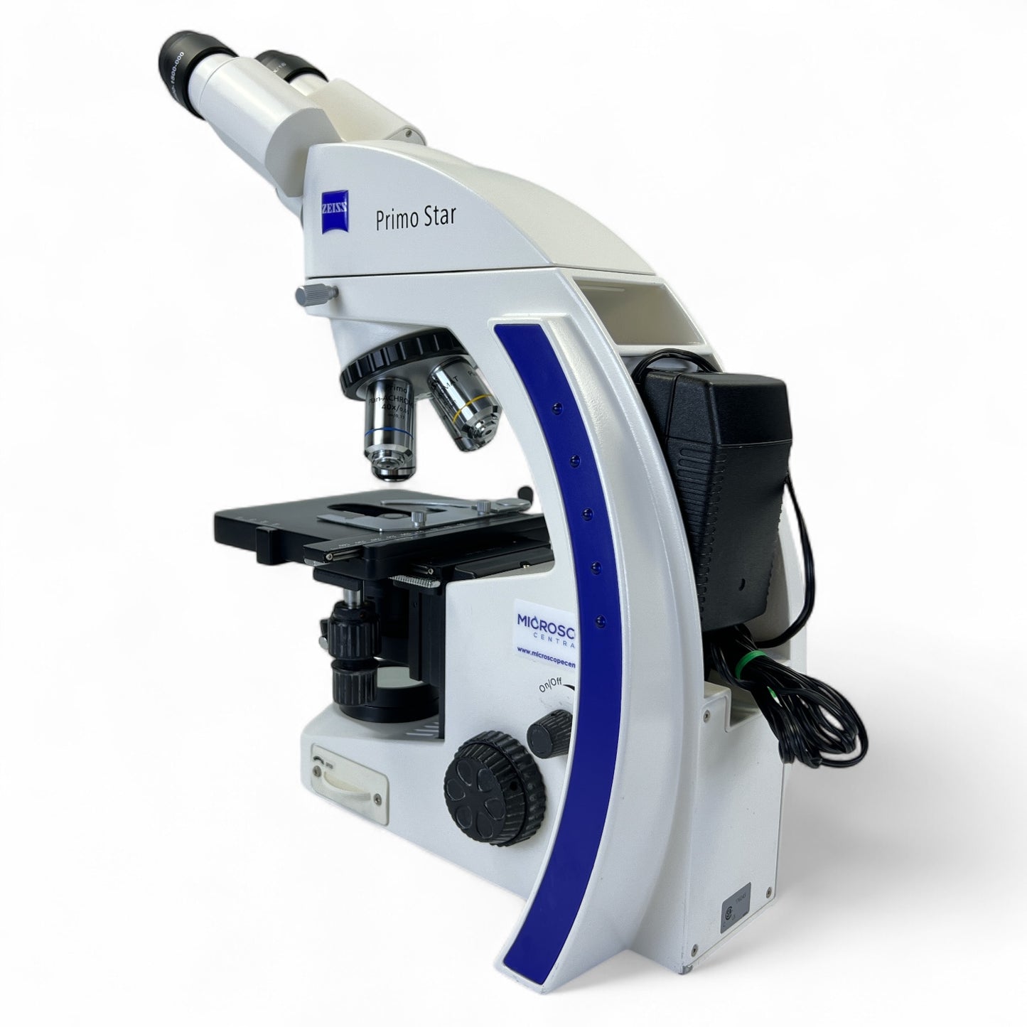 Zeiss Primo Star Microscope w/ 4x–100x Plan Objectives & Power Supply