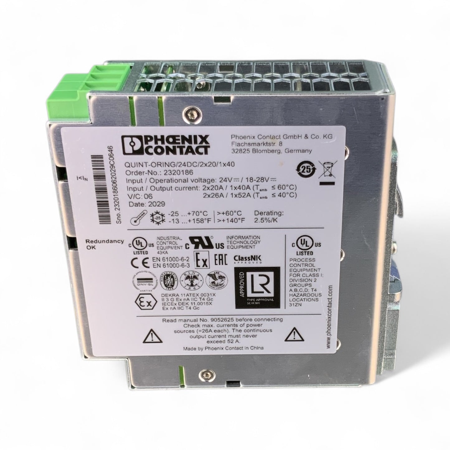 Phoenix Contact Quint-oring/24dc/2x20/1x40 Power Supply Module