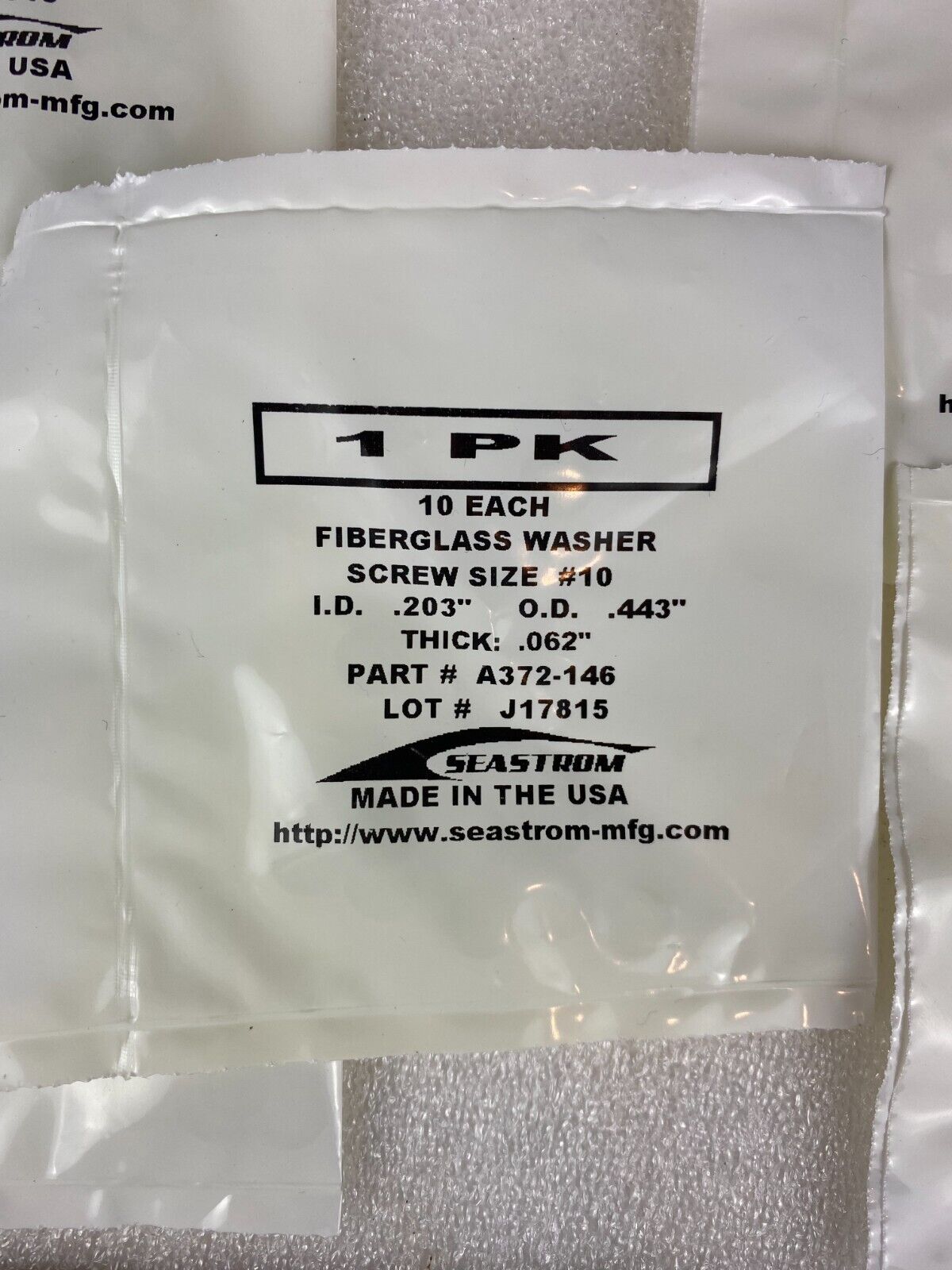 Seastrom A372-146 Fiberglass Washers .203" ID .443" OD .062" Thick (50pcs)