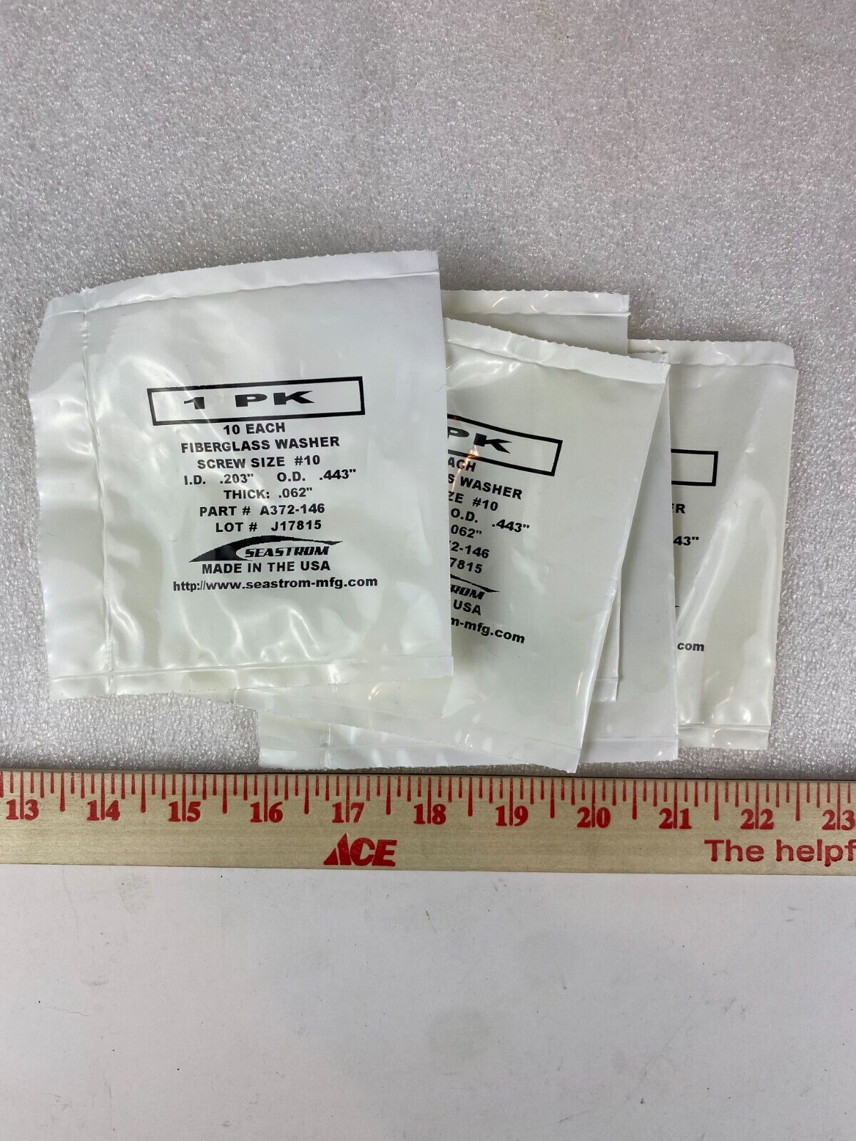 Seastrom A372-146 Fiberglass Washers .203" ID .443" OD .062" Thick (50pcs)