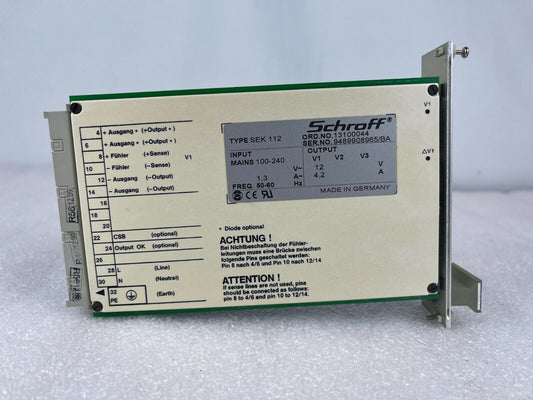 Schroff SEK 112 Power Supply Module – 13100044, Tested for Power