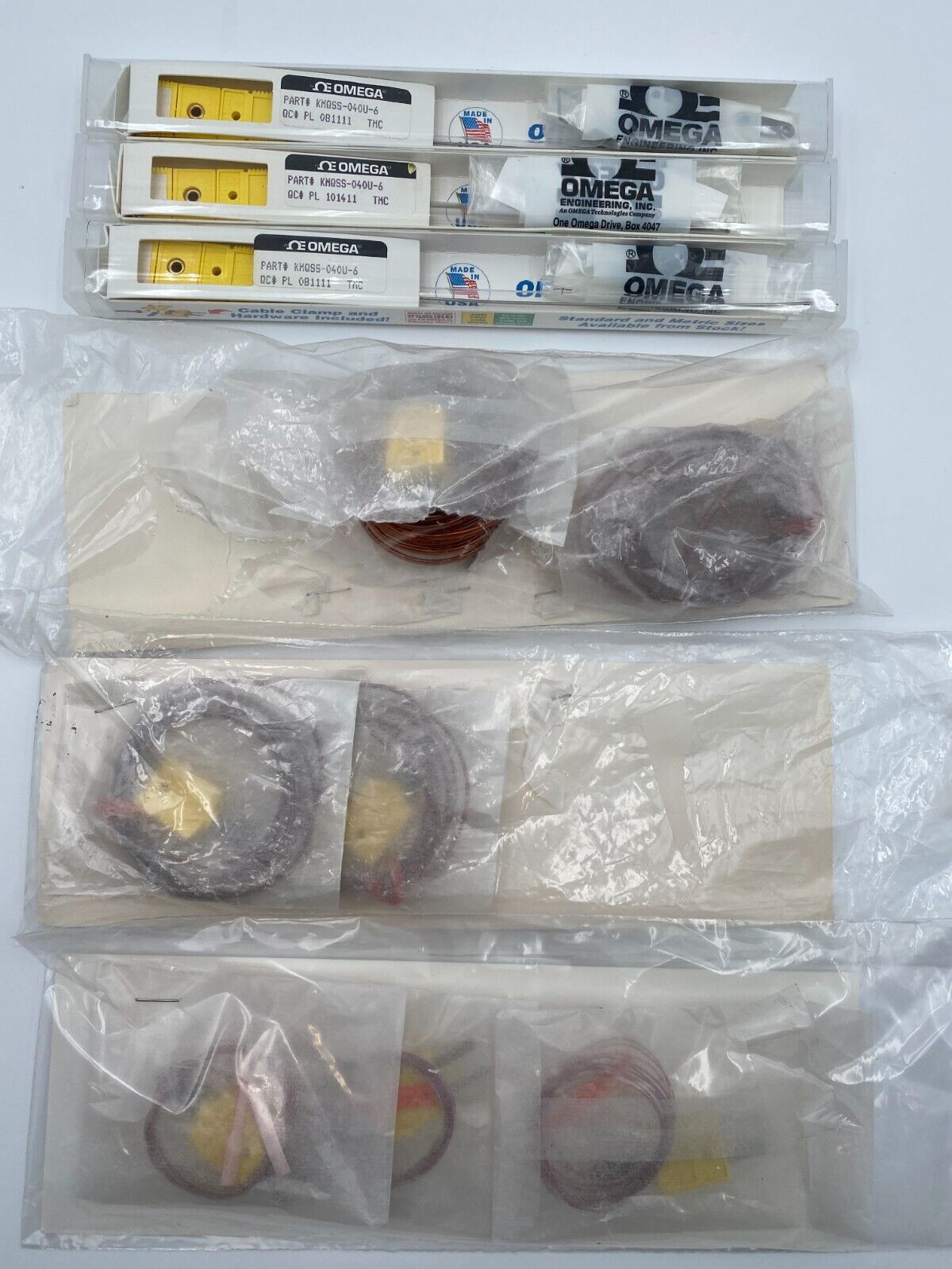 OMEGA THERMOCOUPLES LOT 10 PCS KMQSS-040U-6 KAPTON .20 36" TEFLON .010 36"