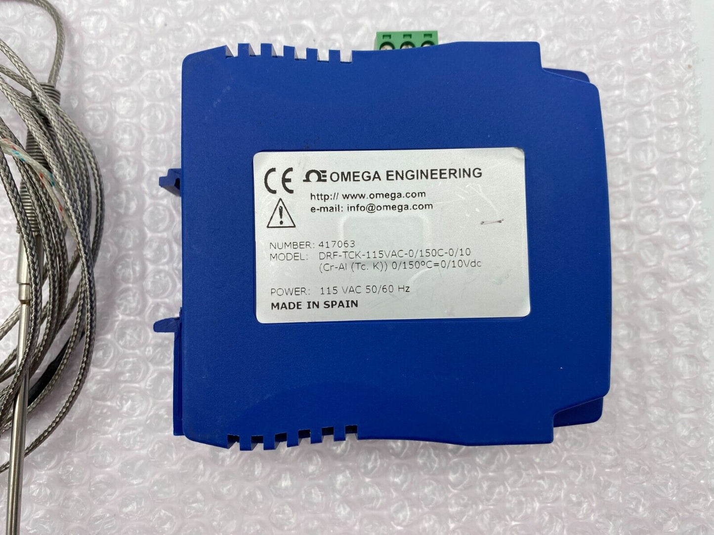 Omega DRF-TCK-115VAC-0-150C-0/10 K Type Input Signal Conditioner With Probe