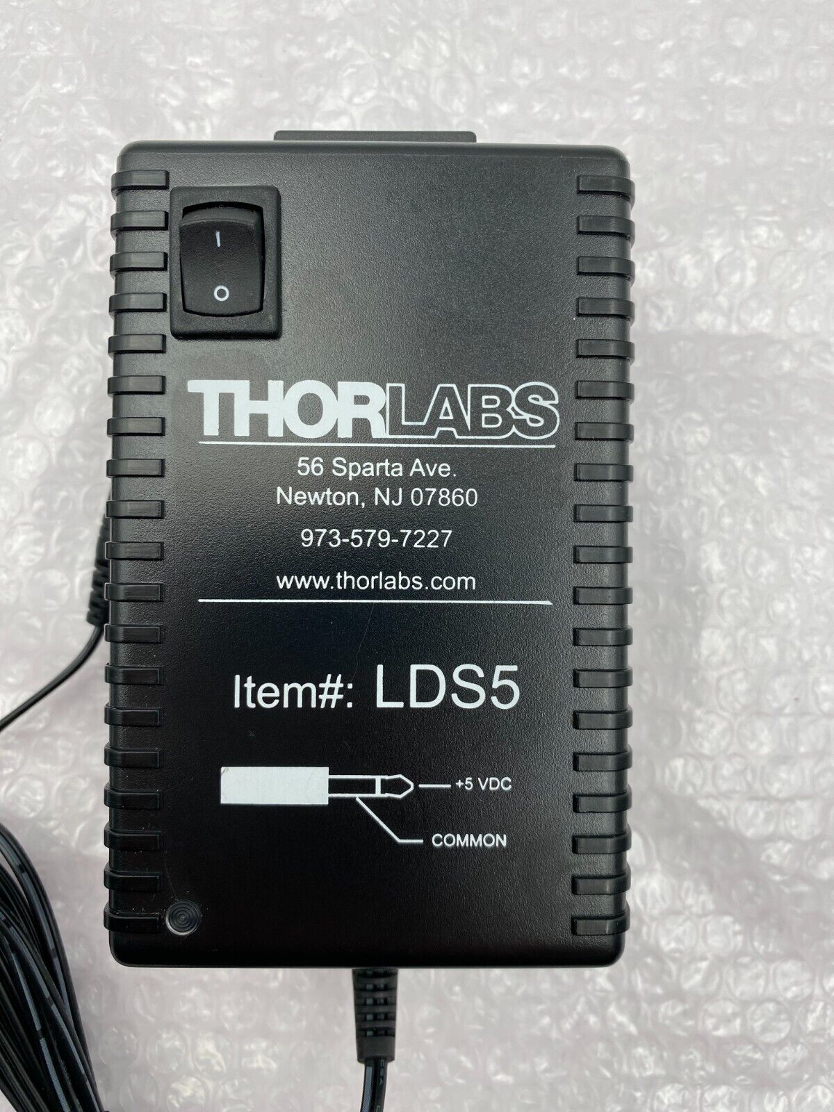 Thorlabs LDS5 - 5 VDC Regulated Power Supply, 2.5 mm Phono Plug, 120 VAC