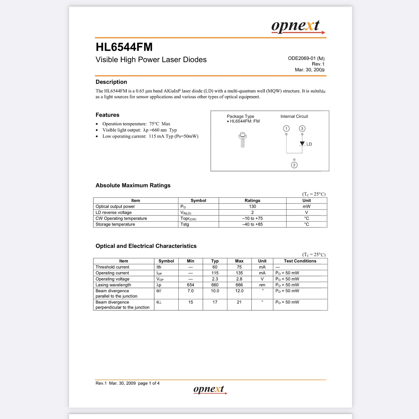 Lot of 2 Thorlabs HL6544FM 660nm 50mW Ø5.6mm G-Pin Code Laser Diodes NEW