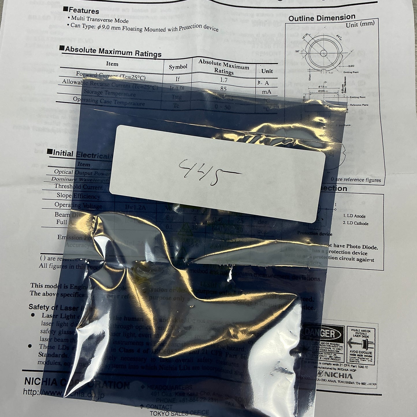 Laser Diode Lot – Nichia NDB7775E, 660nm 200mW, 650nm 500mW, Unknown – 24pcs