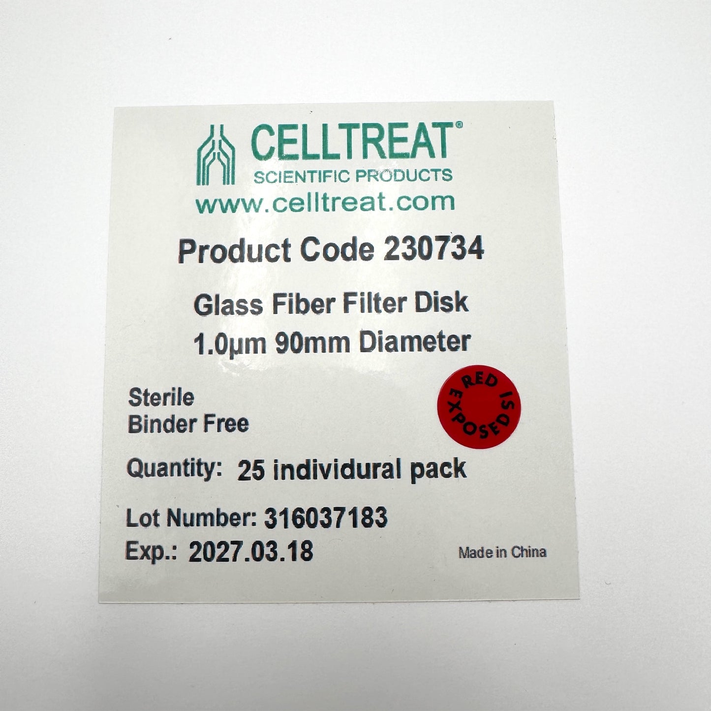 Celltreat Glass Fiber Filter Disks, 1.0µm, 90mm Dia – Lot of 2 Sealed Boxes Exp. 2027-03-18