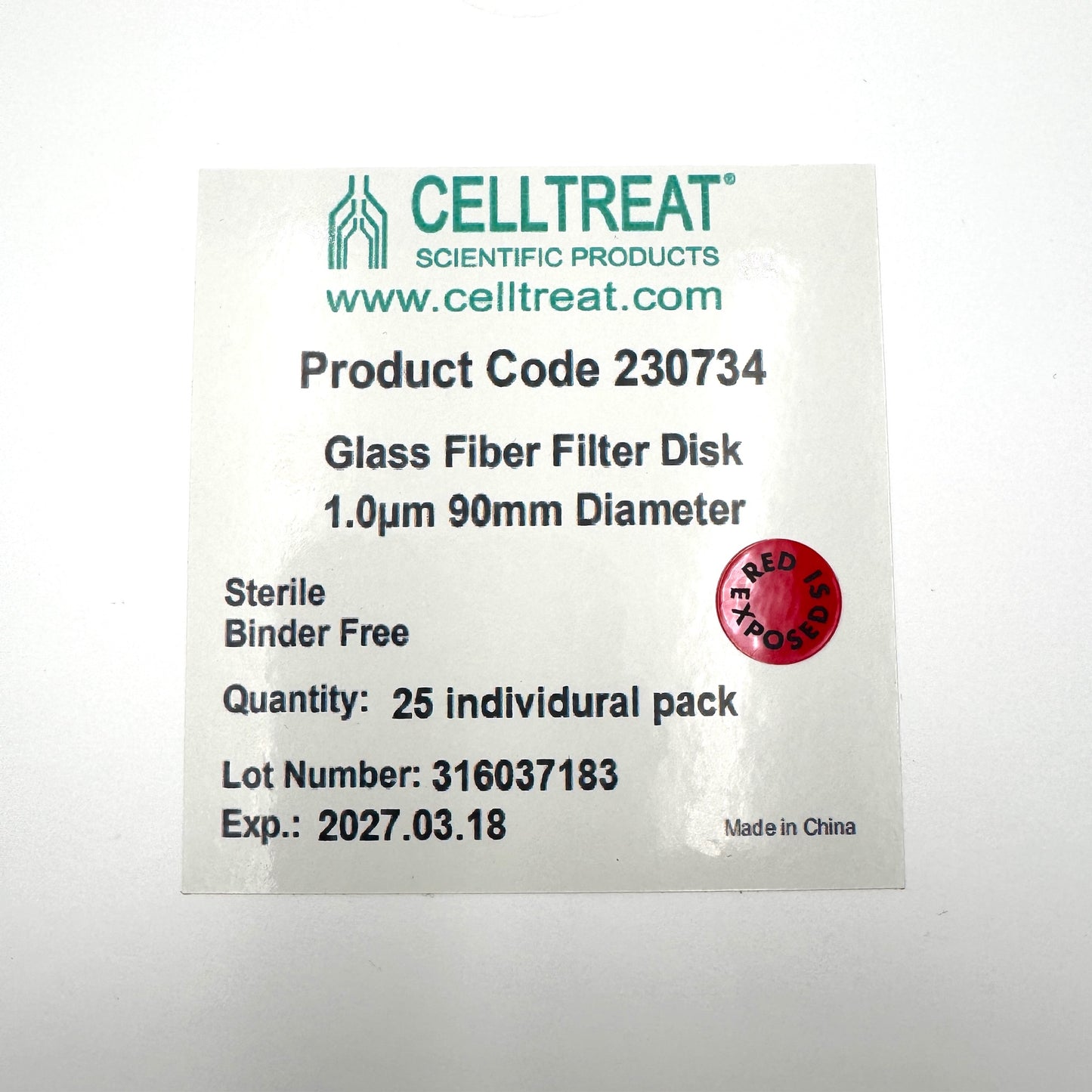 Celltreat Glass Fiber Filter Disks, 1.0µm, 90mm Dia – Lot of 2 Sealed Boxes Exp. 2027-03-18