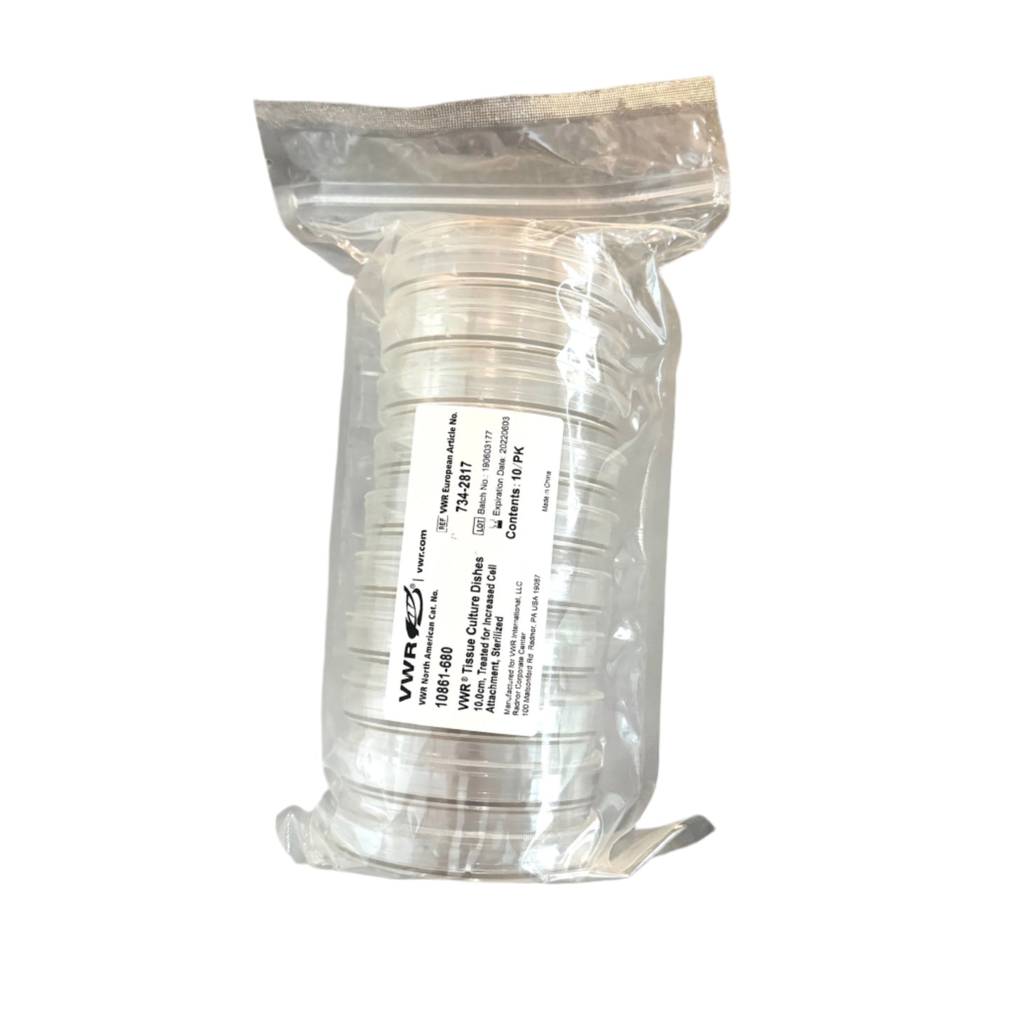 VWR 10861-680 Tissue Culture Dishes, 10.0cm – Box of 40 (4 Packs of 10) New