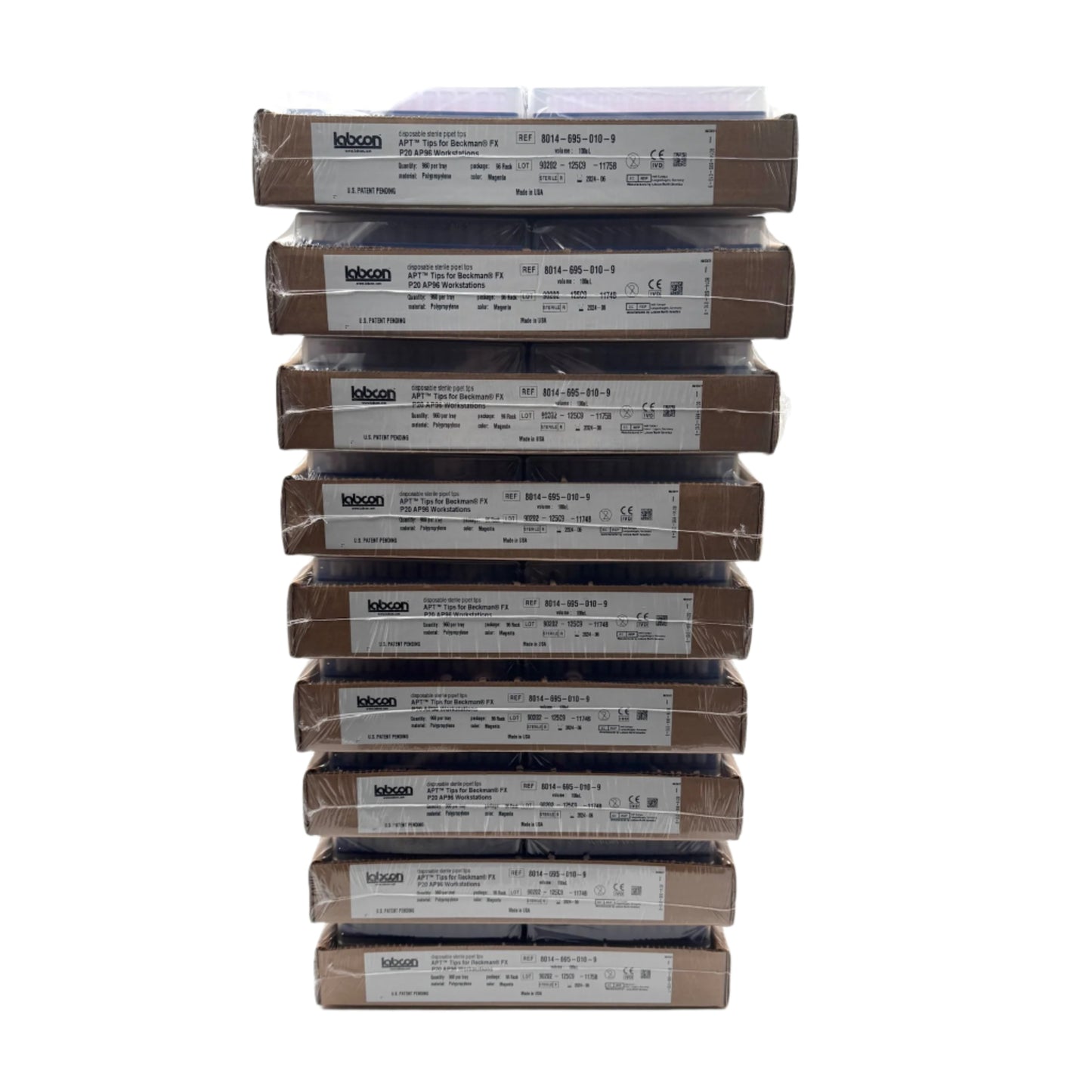 Labcon APT Tips for Beckman FX P20 AP96 Workstations - 100uL - 9 Packs of 10 Trays Each