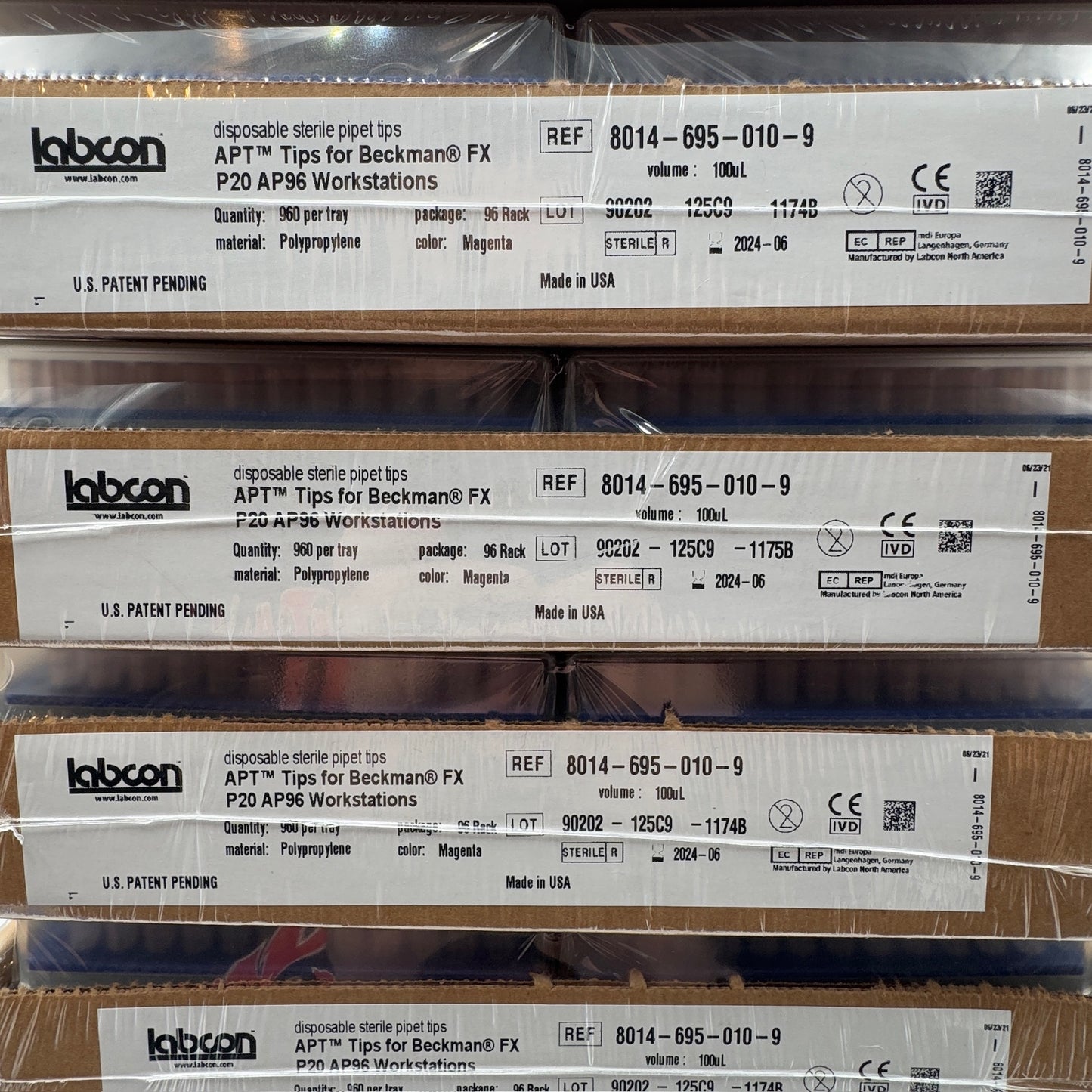 Labcon APT Tips for Beckman FX P20 AP96 Workstations - 100uL - 9 Packs of 10 Trays Each
