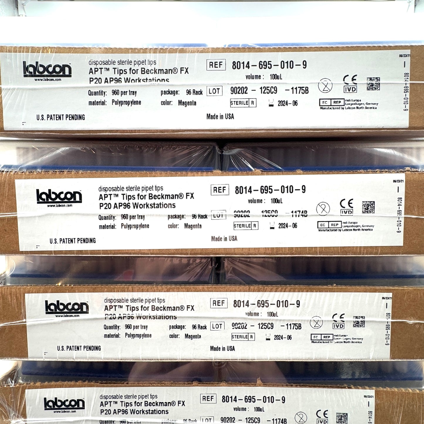 Labcon APT Tips for Beckman FX P20 AP96 Workstations - 100uL - 9 Packs of 10 Trays Each