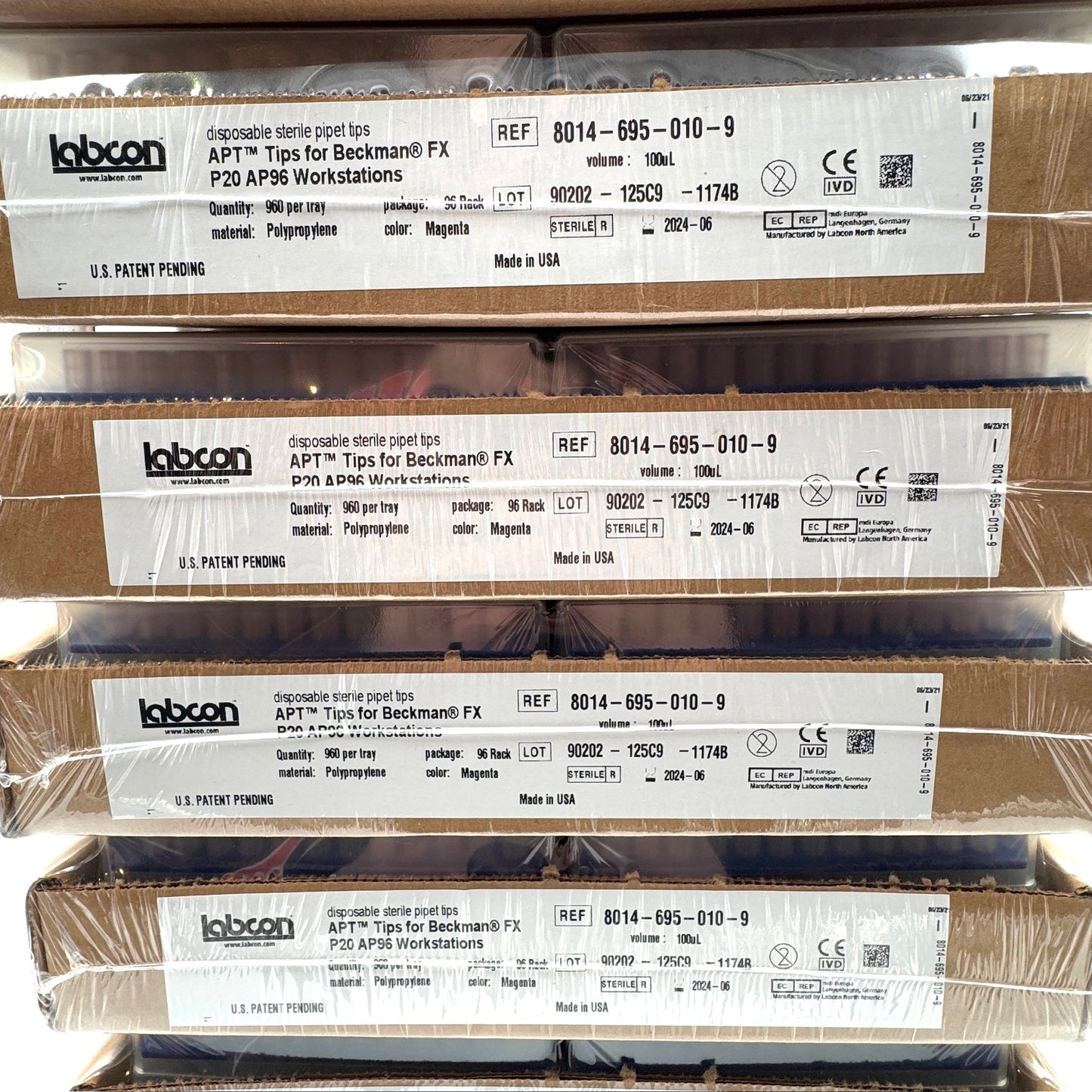 Labcon APT Tips for Beckman FX P20 AP96 Workstations - 100uL - 9 Packs of 10 Trays Each